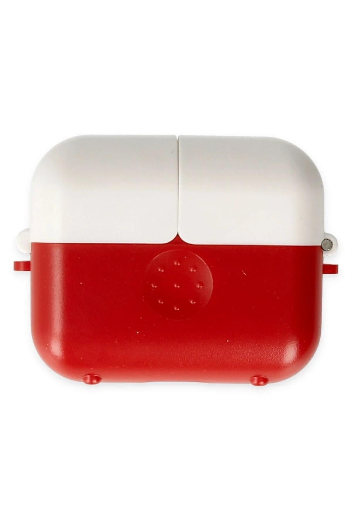 Mey İthalat®  Airpods 3 (3.nesil) Basmalı Kılıf - Kırmızı-Beyaz