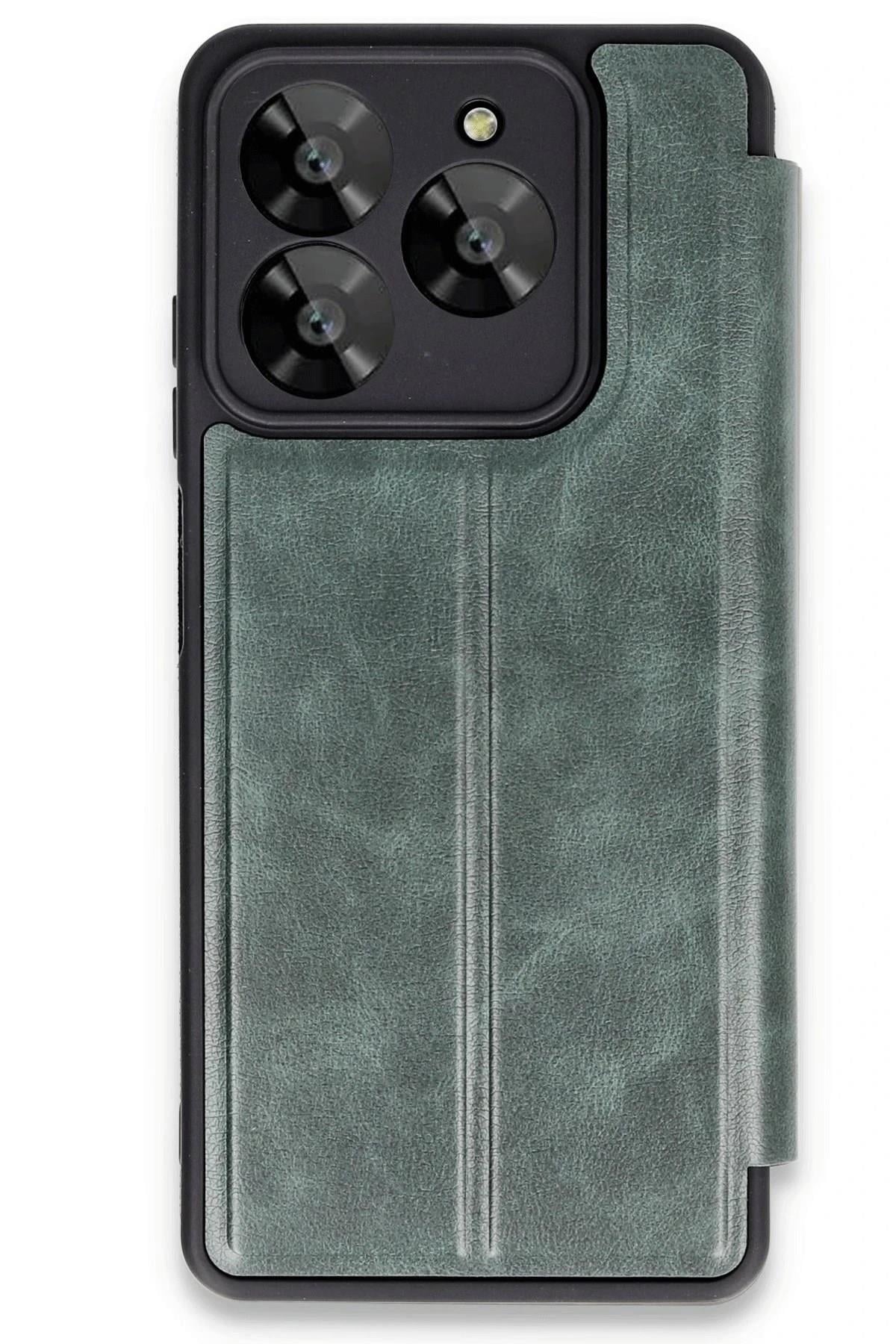 Mey İthalat®  General Mobile Era 50 Kılıf Flip Cover - Koyu Yeşil
