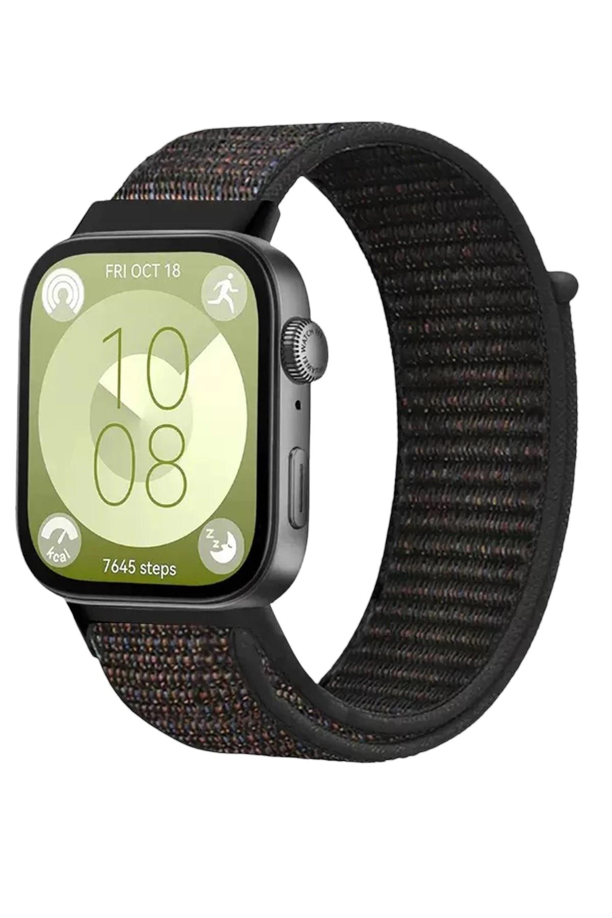 Mey İthalat®  Huawei Fit 4 Hasırlı Cırtcırtlı Kordon - Siyah
