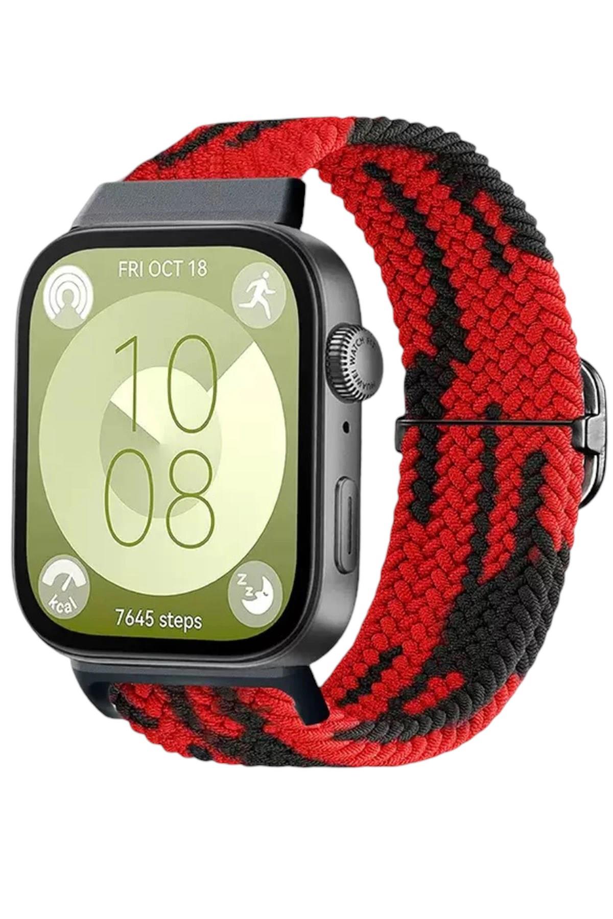 Mey İthalat®  Huawei Fit 4 Star Kordon - Kırmızı-Siyah