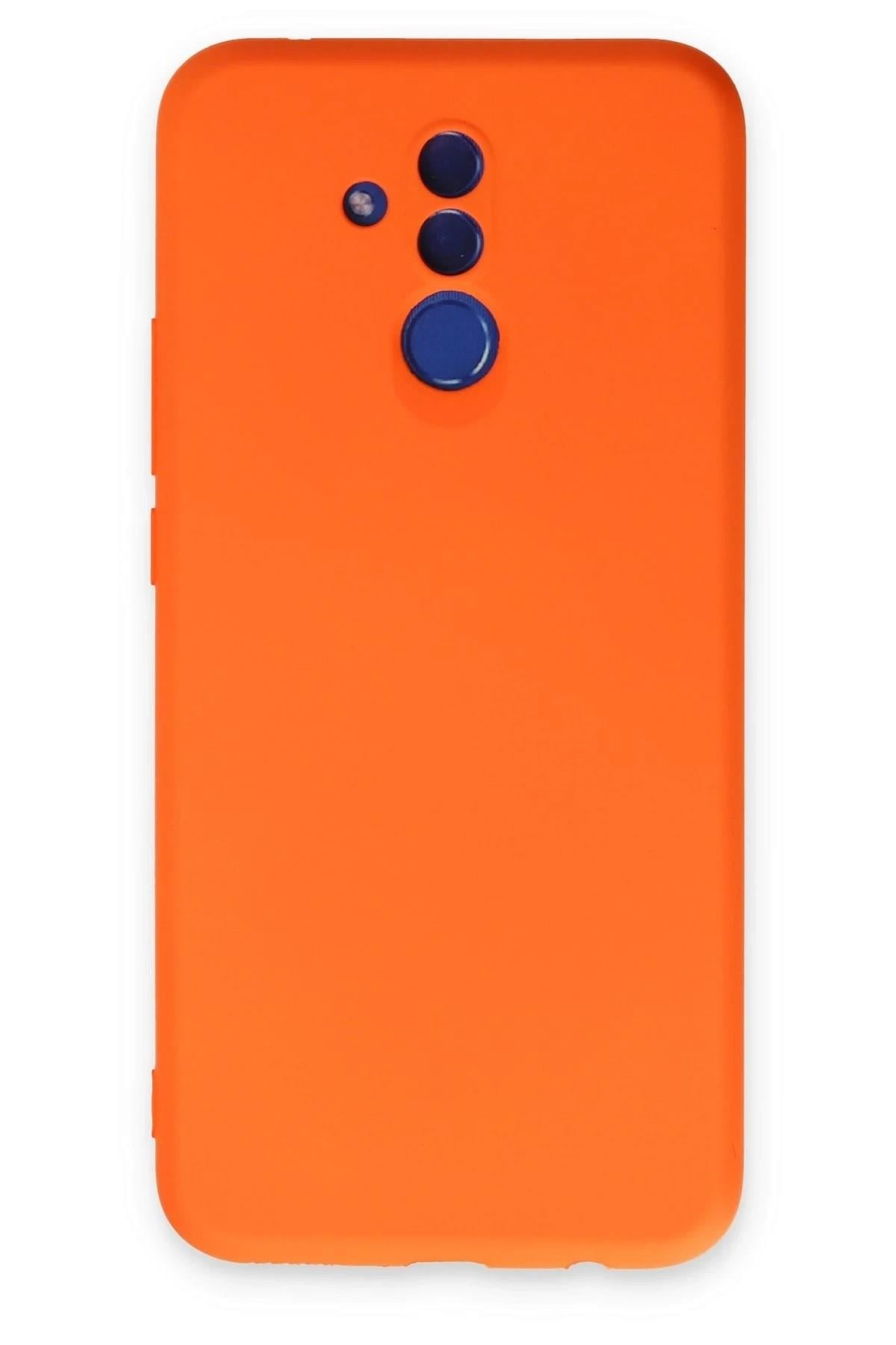 Mey İthalat®  Huawei Mate 20 Lite Kılıf Nano içi Kadife Silikon - Turuncu