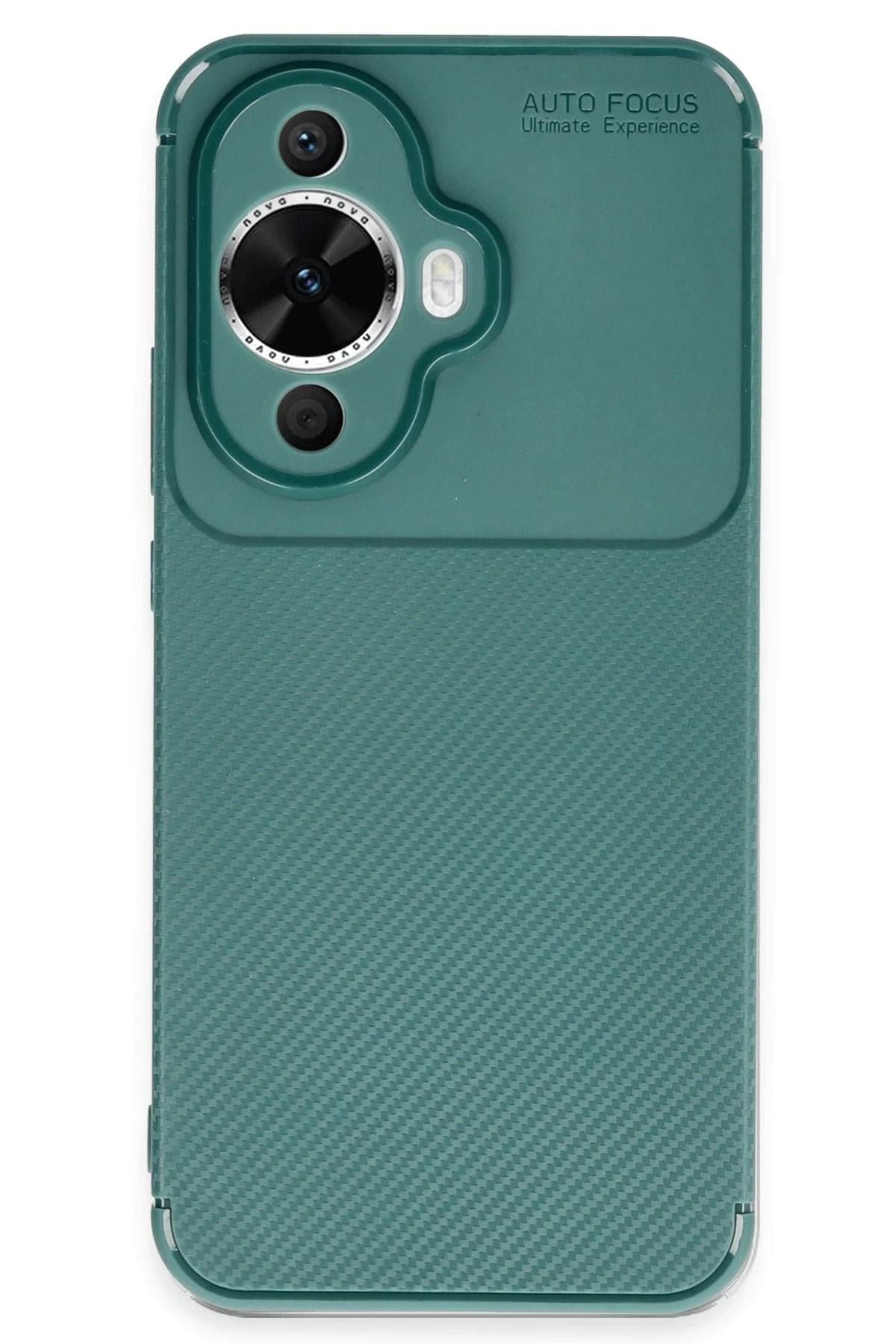 Mey İthalat®  Huawei Nova 12S Kılıf Auto Focus Karbon Kapak - Koyu Yeşil