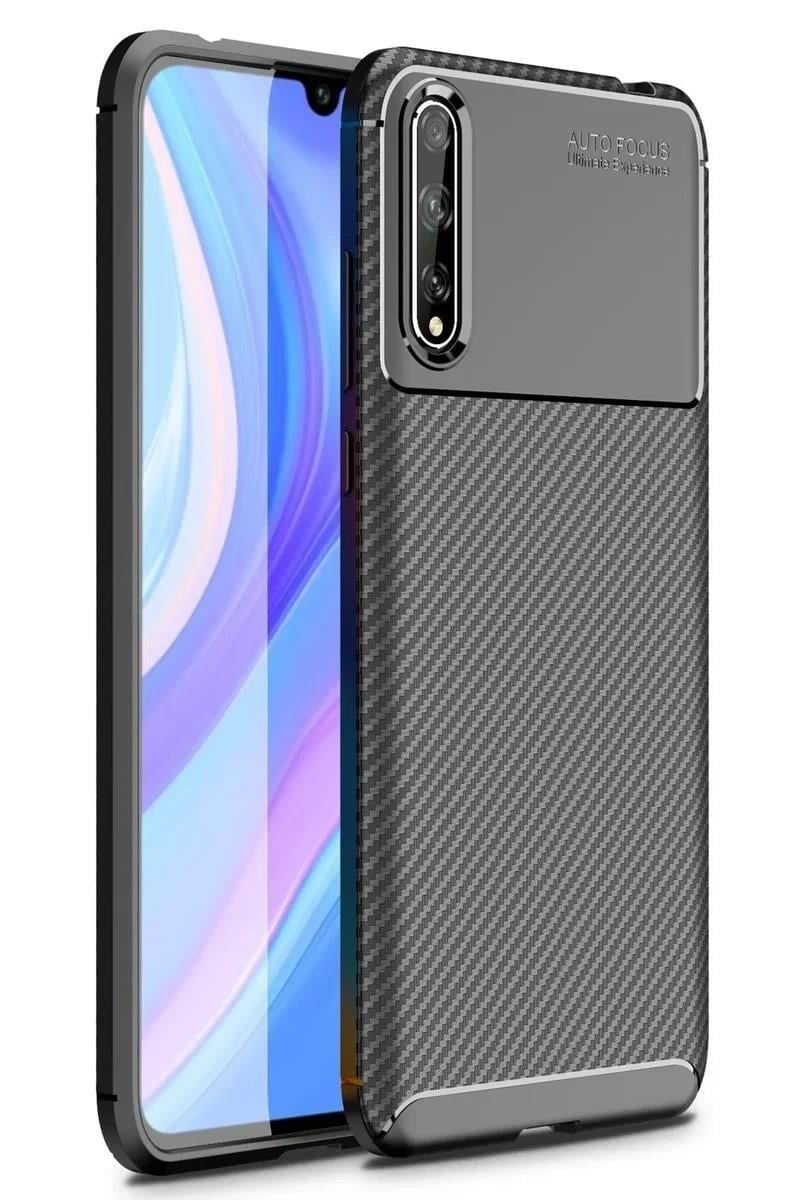 Mey İthalat®  Huawei P Smart S Kılıf Auto Focus Karbon Kapak - Siyah