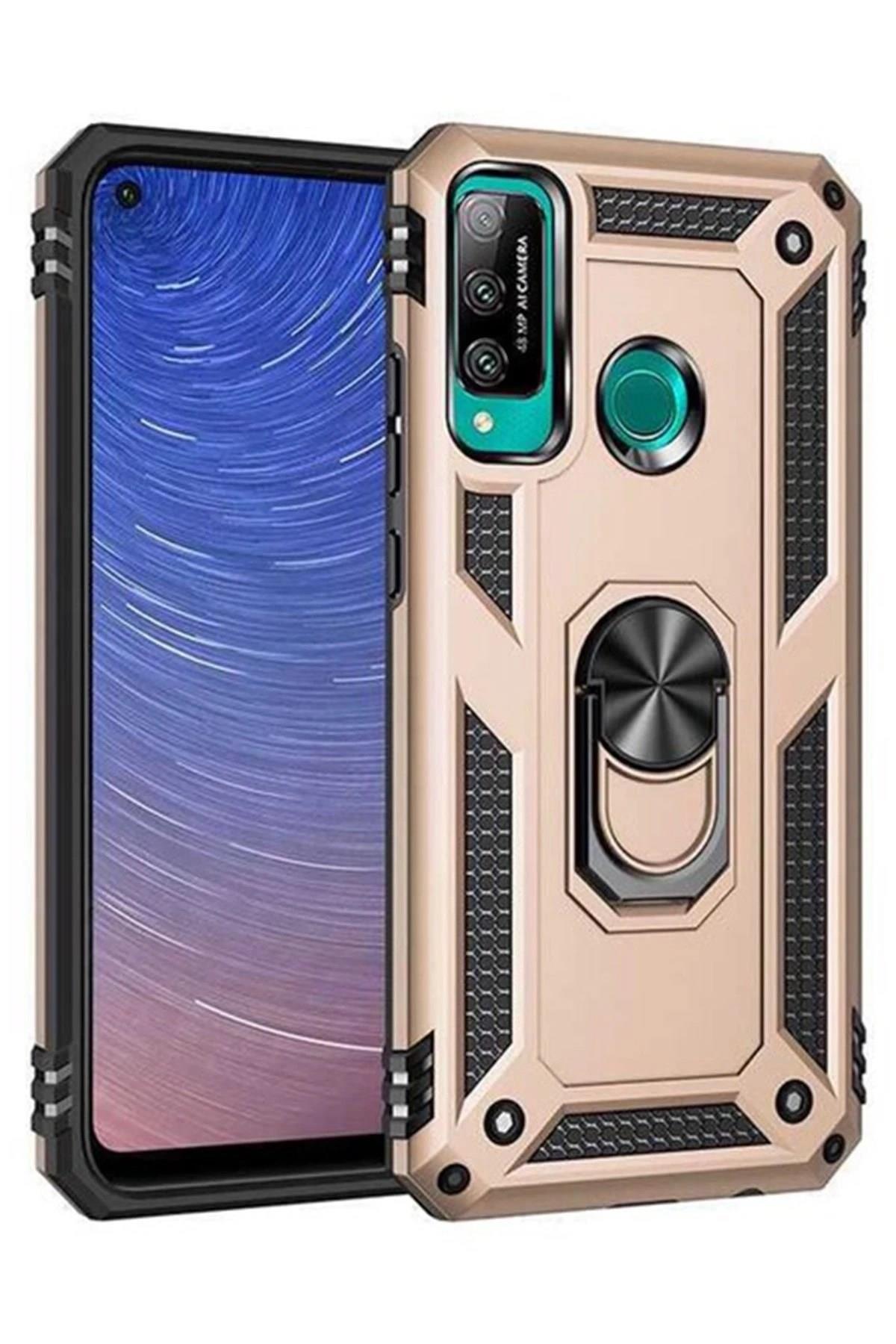 Mey İthalat®  Huawei P40 Lite E Kılıf Sofya Yüzüklü Silikon Kapak - Gold