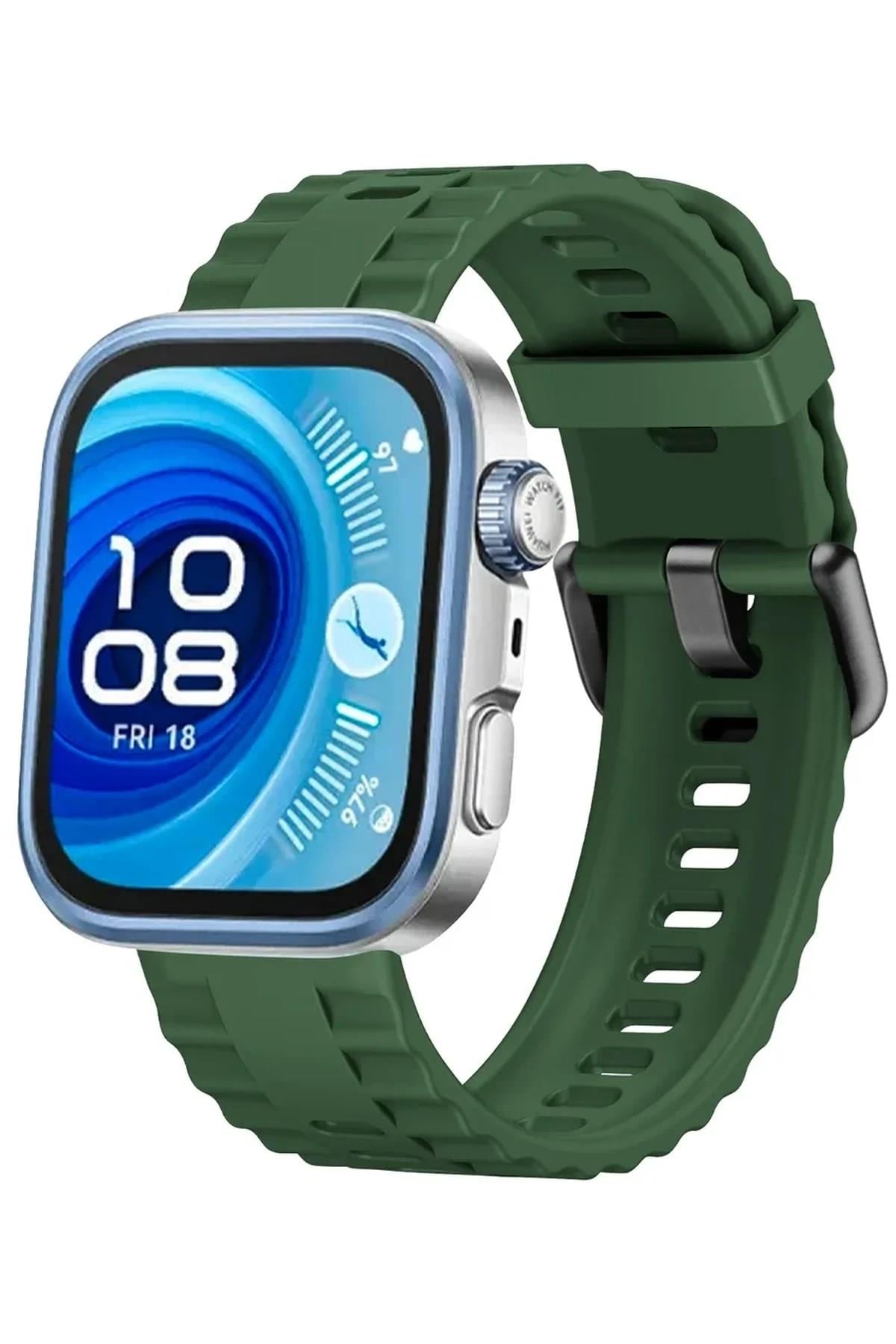 Mey İthalat®  Huawei Watch Fit 3 Klasik Kordon - Koyu Yeşil