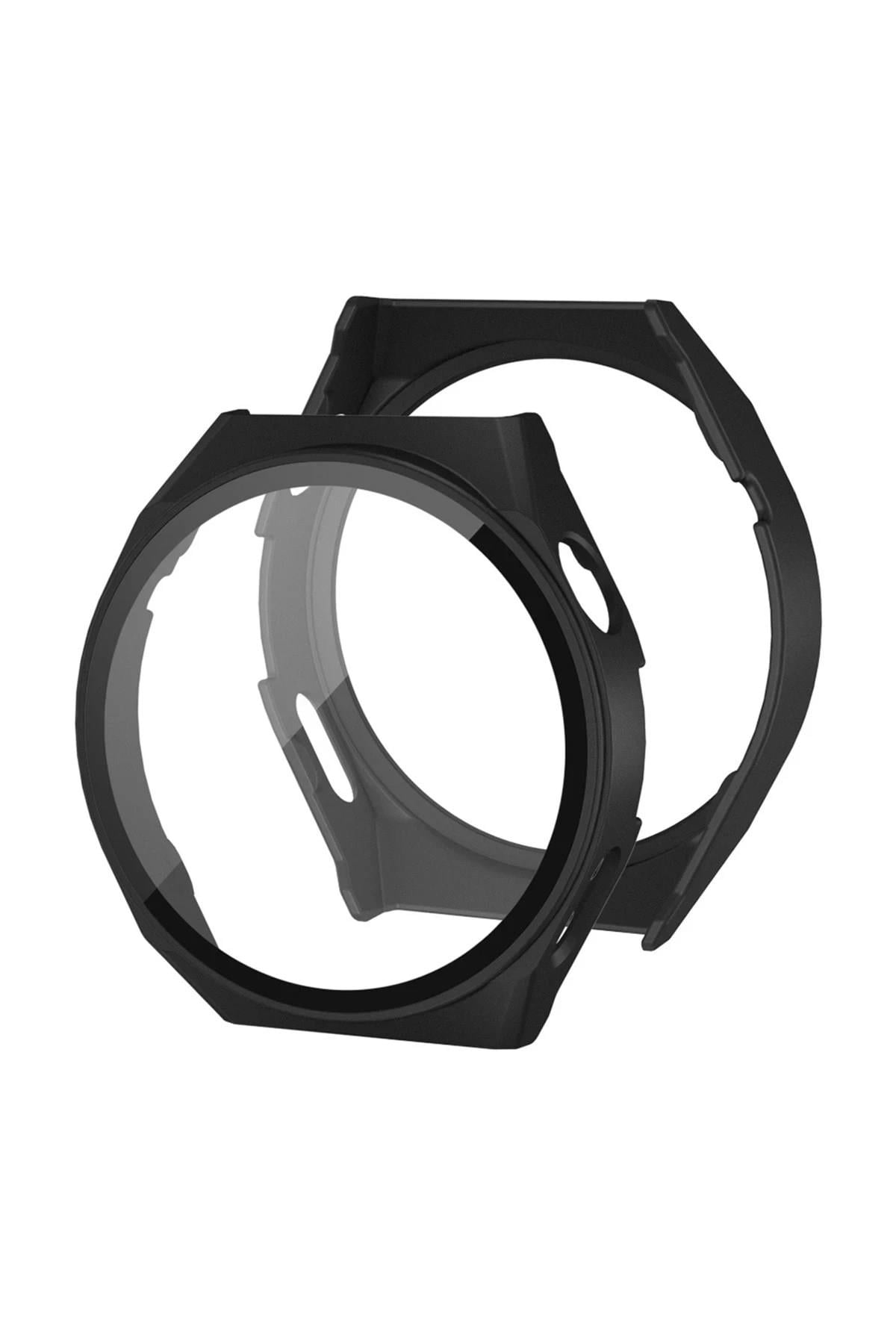 Mey İthalat®  Huawei Watch GT2 Pro 46mm Dota Camlı Kasa Ekran Koruyucu - Siyah
