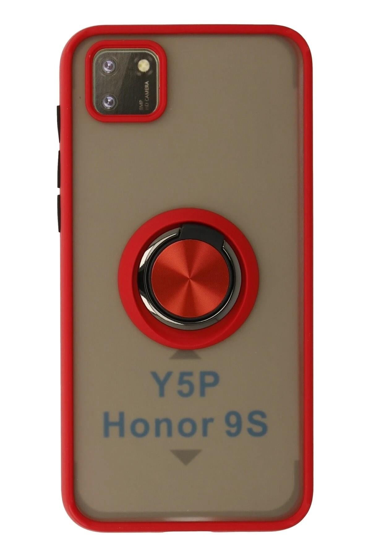 Mey İthalat®  Huawei Y5P Kılıf Montreal Yüzüklü Silikon Kapak - Kırmızı