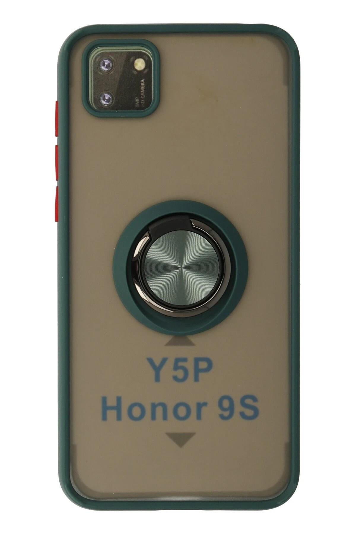Mey İthalat®  Huawei Y5P Kılıf Montreal Yüzüklü Silikon Kapak - Yeşil