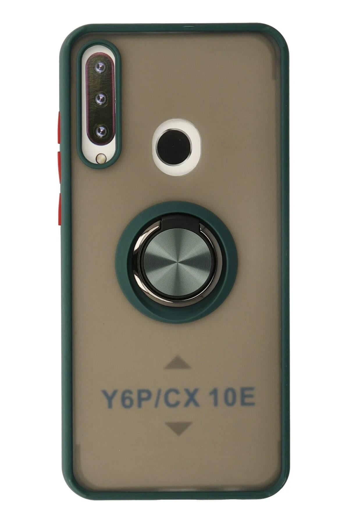 Mey İthalat®  Huawei Y6P Kılıf Montreal Yüzüklü Silikon Kapak - Yeşil