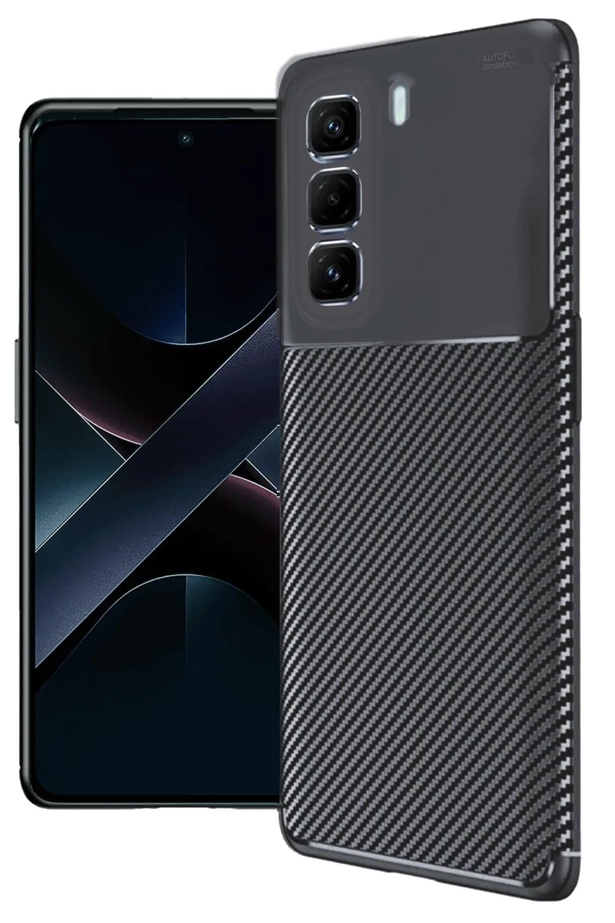 Mey İthalat®  İnfinix Hot 50 4G Kılıf Auto Focus Karbon Kapak - Siyah