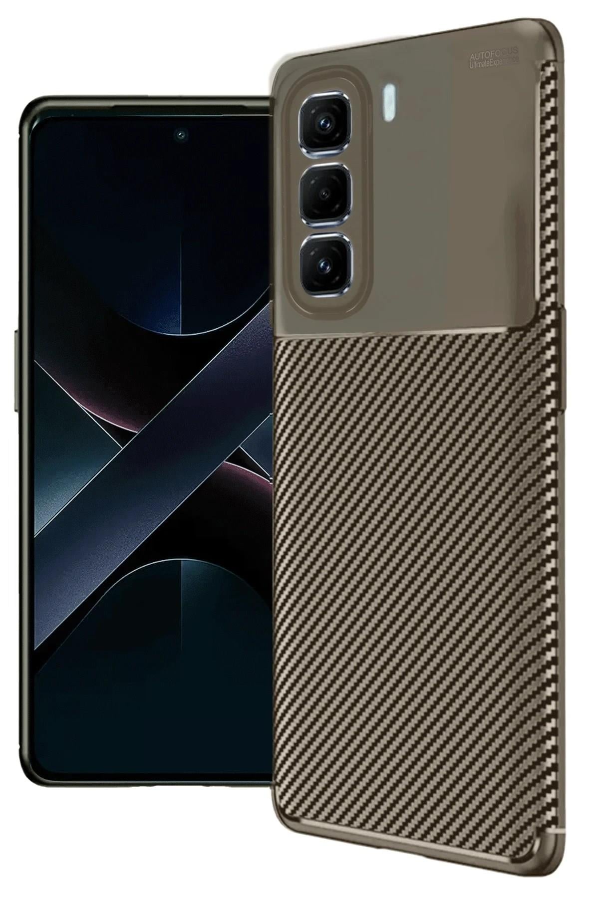 Mey İthalat®  İnfinix Hot 50 Pro Plus 4G Auto Focus Karbon Kapak - Kahverengi