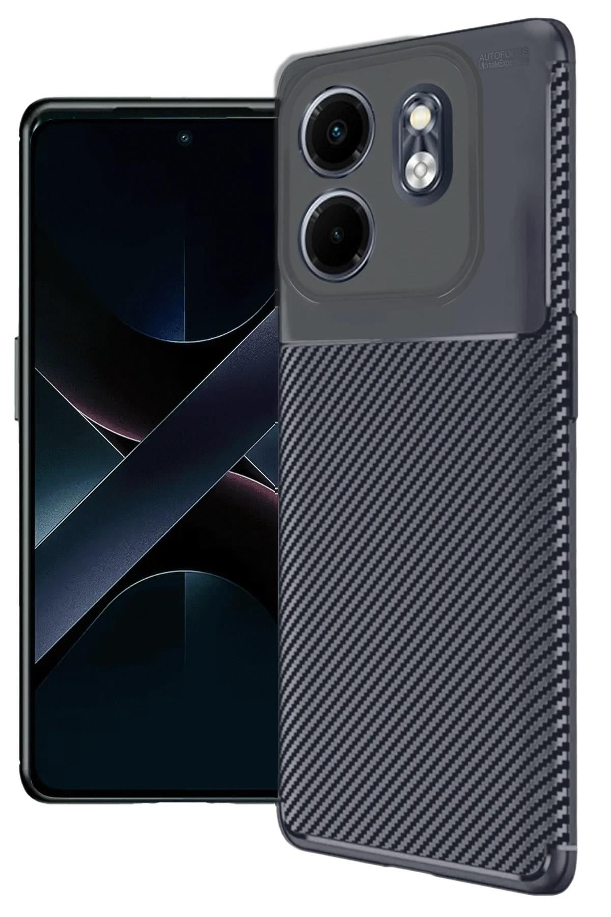 Mey İthalat®  İnfinix Smart 9 Kılıf Auto Focus Karbon Kapak - Lacivert