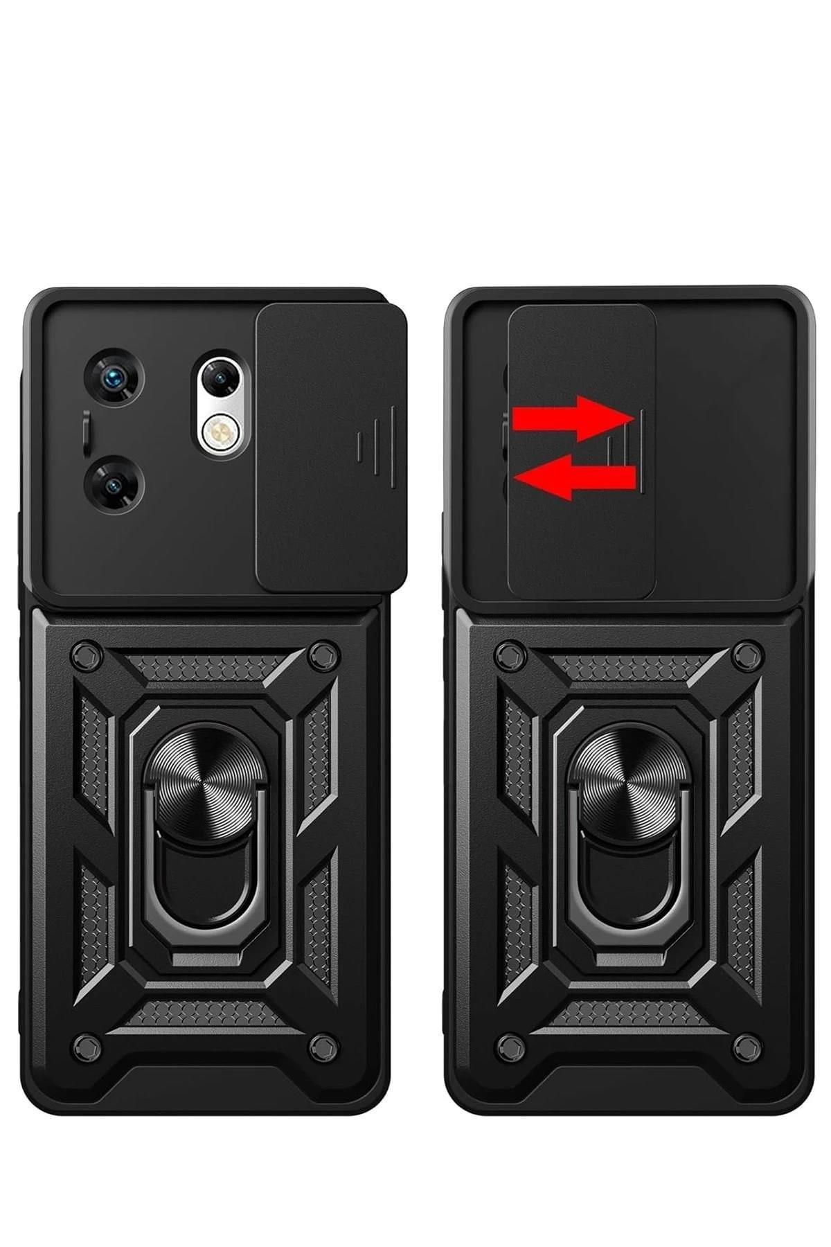 Mey İthalat®  İnfinix Zero 30 4G Kılıf Pars Lens Yüzüklü Silikon - Kırmızı