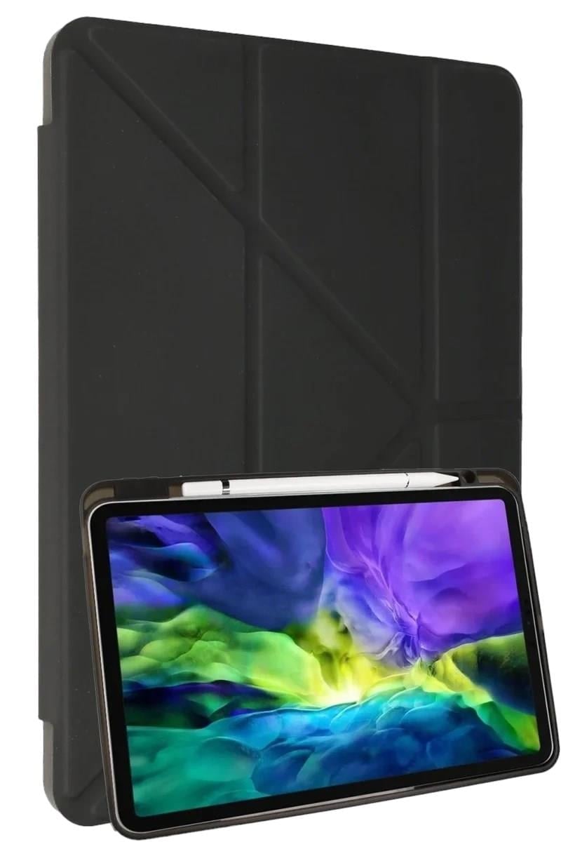Mey İthalat®  iPad 2022 10.9 (10.nesil) Kılıf Kalemlikli Mars Tablet Kılıfı - Koyu Gri