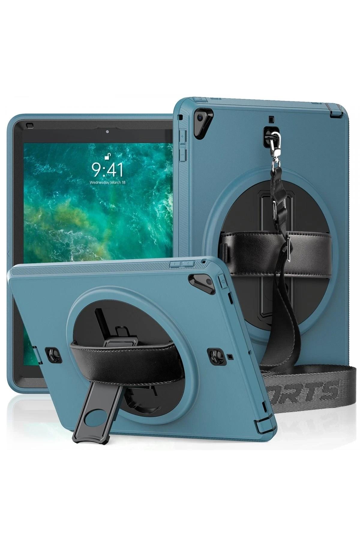 Mey İthalat®  iPad 5 Air 9.7 Kılıf Strap-C Otterbox Tablet Kapak - Mavi