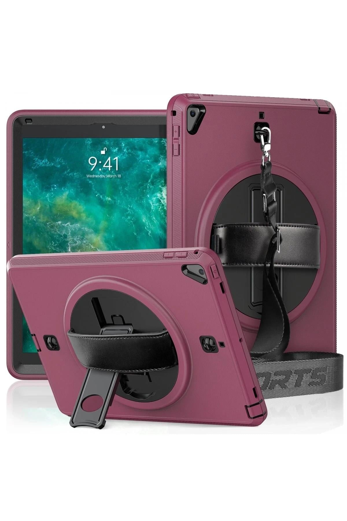 Mey İthalat®  iPad 5 Air 9.7 Kılıf Strap-C Otterbox Tablet Kapak - Mürdüm