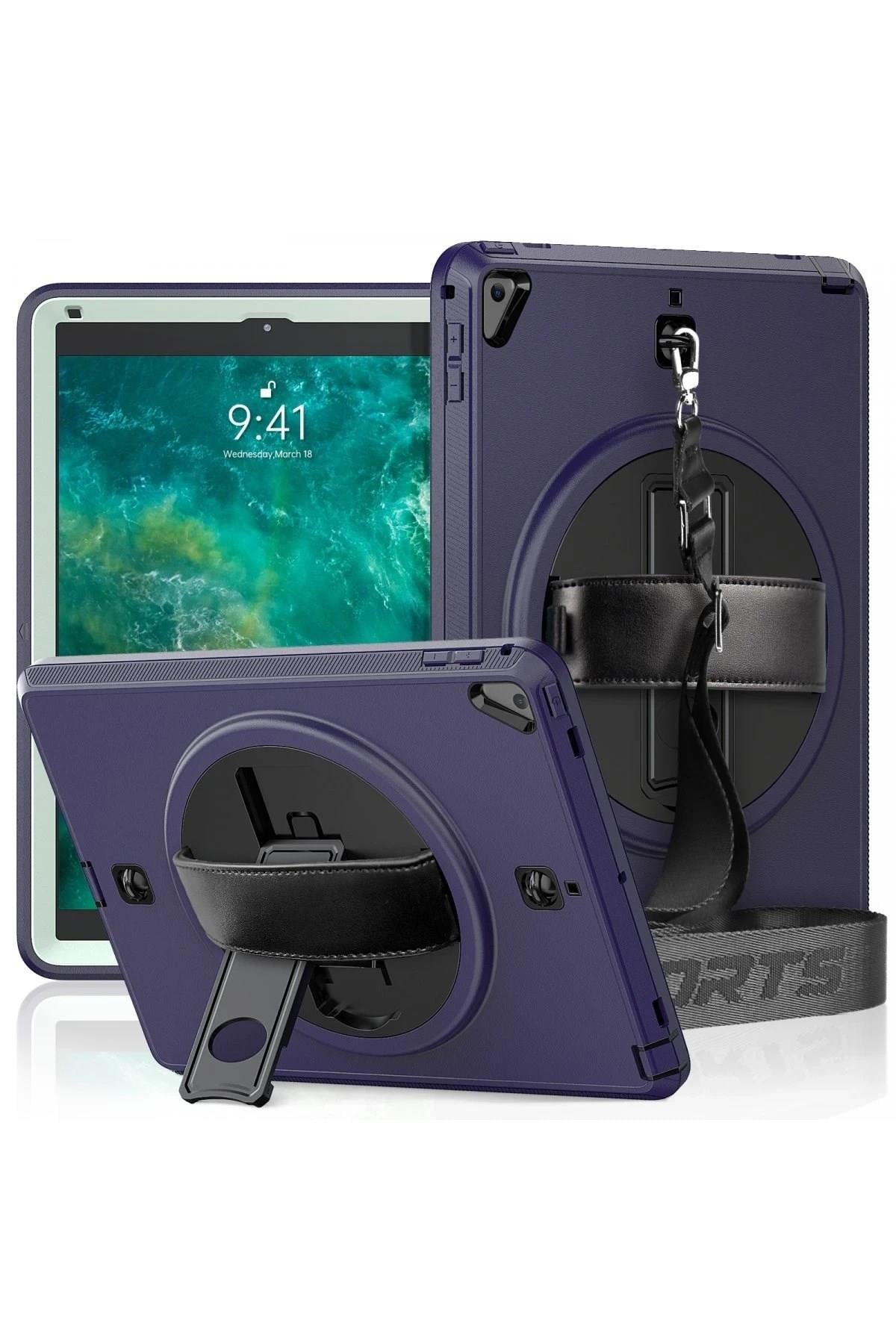 Mey İthalat®  iPad 5 Air 9.7 Kılıf Strap-C Otterbox Tablet Kapak - Lacivert