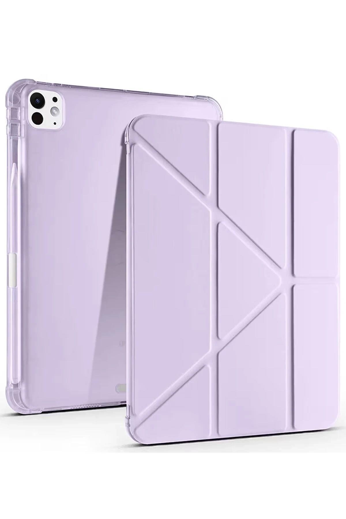 Mey İthalat®  iPad Air 13 (2024) Kılıf Kalemlikli Mars Tablet Kılıfı - Lila