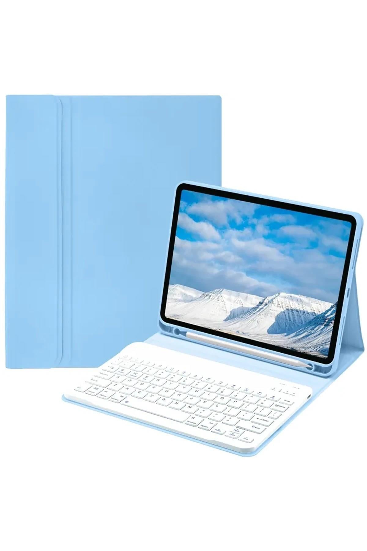 Mey İthalat®  iPad Pro 11 (2022) Kılıf KC01 Smart Klavyeli Tablet Kılıfı - Açık Mavi
