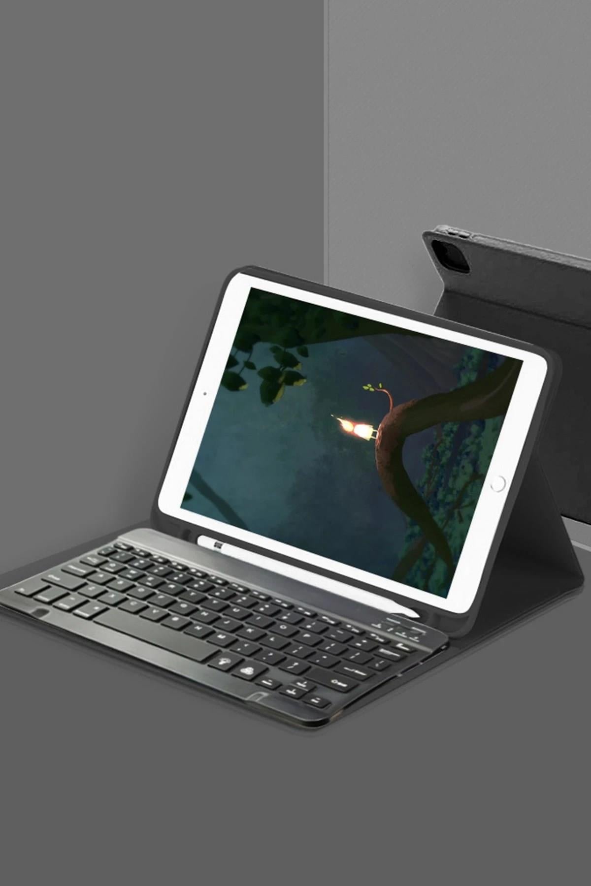 Mey İthalat®  iPad Pro 11 (2024) Kılıf KC01 Smart Klavyeli Tablet Kılıfı - Siyah