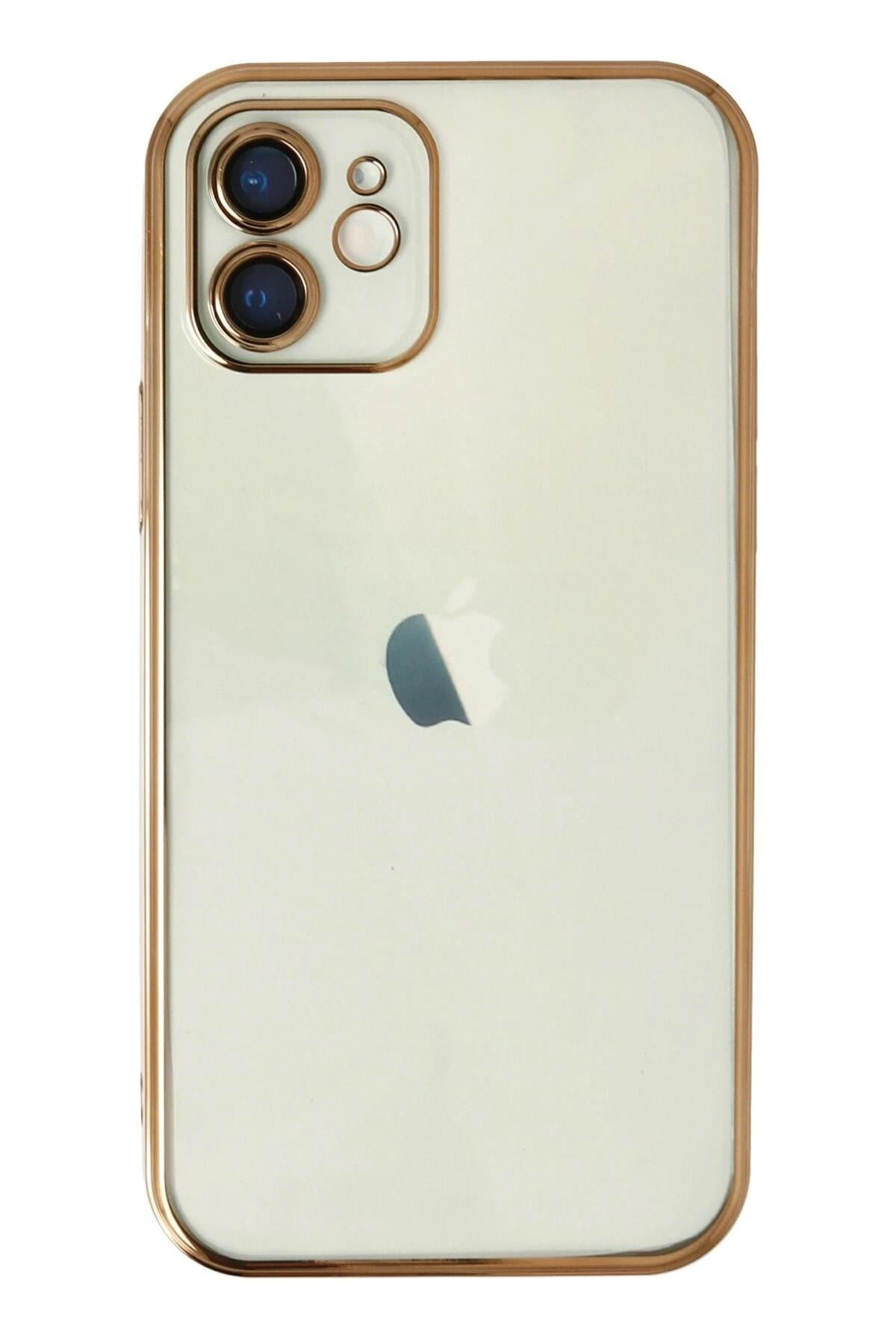 Mey İthalat®  iPhone 11 Kılıf  Lensli Silikon - Gold