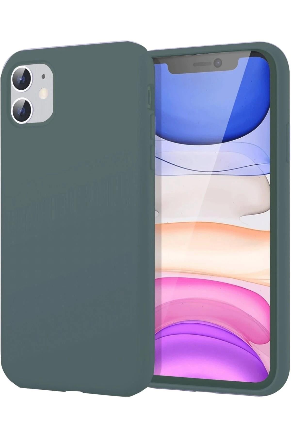 Mey İthalat®  iPhone 11 Kılıf First Silikon - Koyu Yeşil