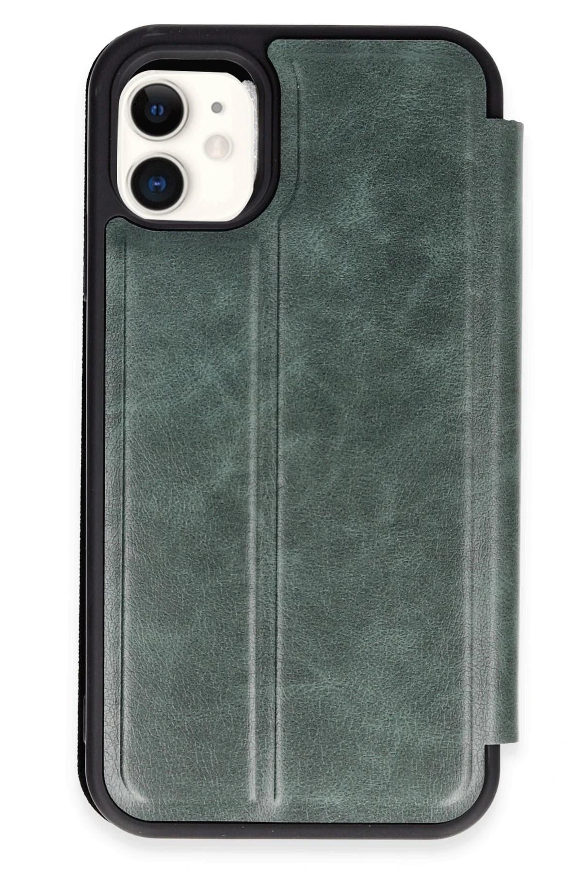 Mey İthalat®  iPhone 11 Kılıf Flip Cover - Koyu Yeşil