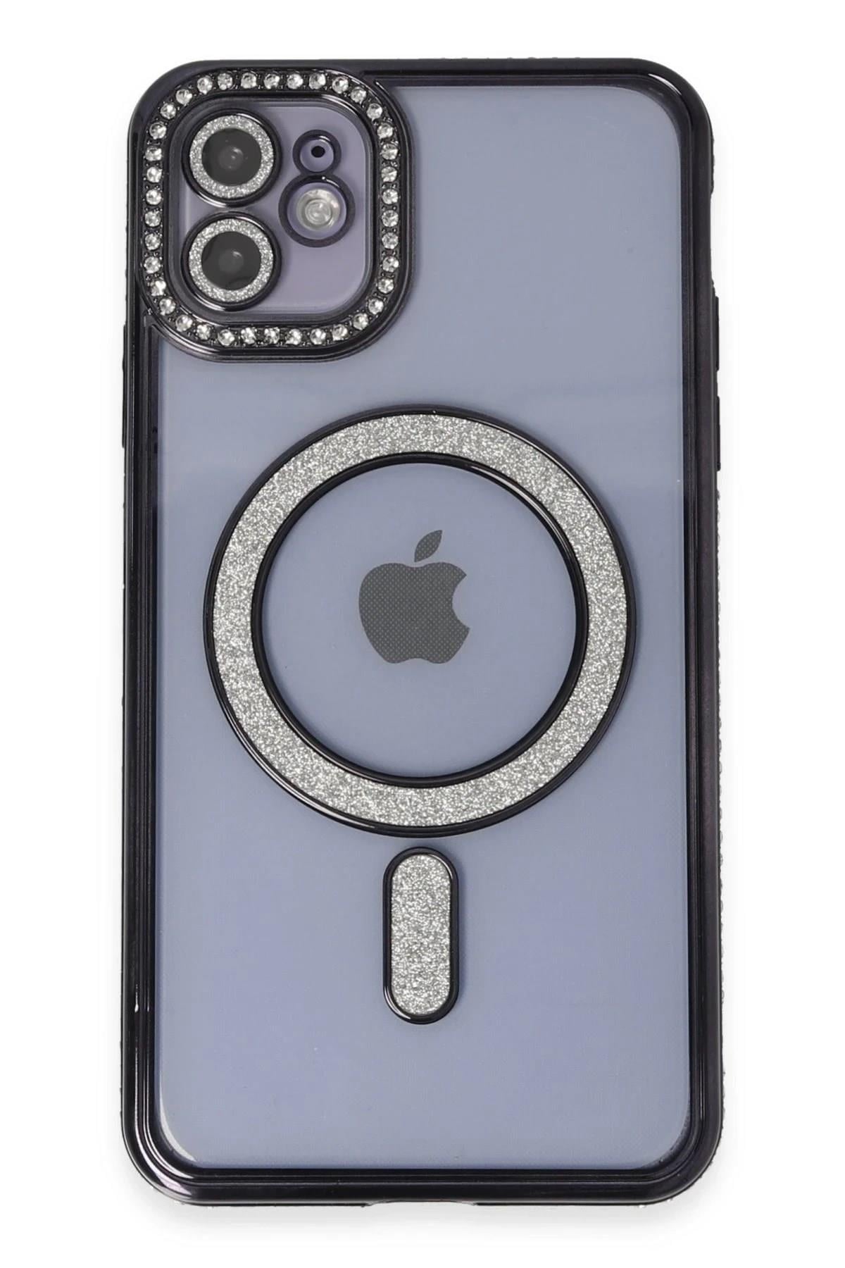 Mey İthalat®  iPhone 11 Kılıf Joke Simli Magneticsafe Kılıf - Siyah