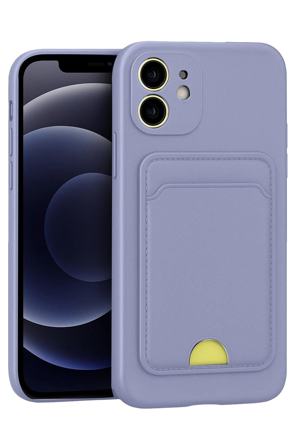 Mey İthalat®  iPhone 11 Kılıf Kelvin Kartvizitli Silikon - Lila