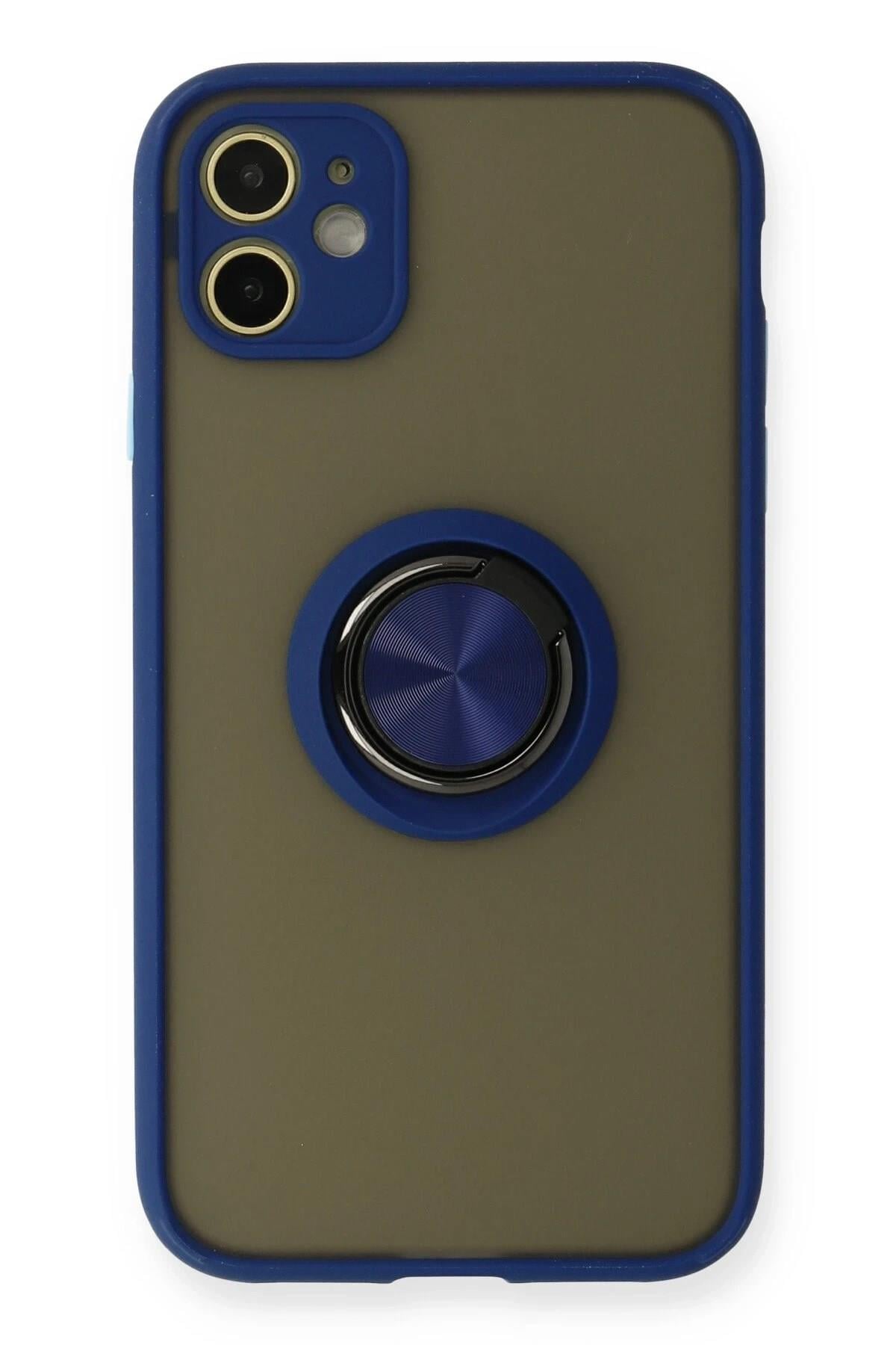 Mey İthalat®  iPhone 11 Kılıf Montreal Yüzüklü Silikon Kapak - Lacivert