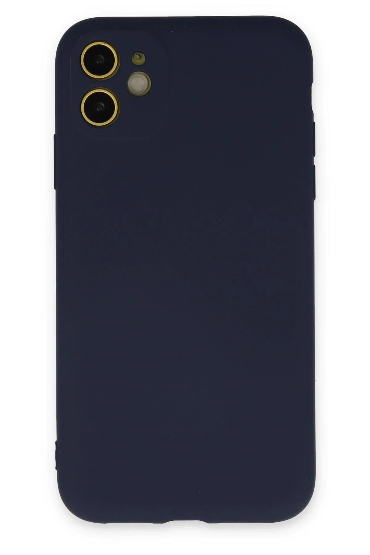 Mey İthalat®  iPhone 11 Kılıf Nano içi Kadife Silikon - Lacivert