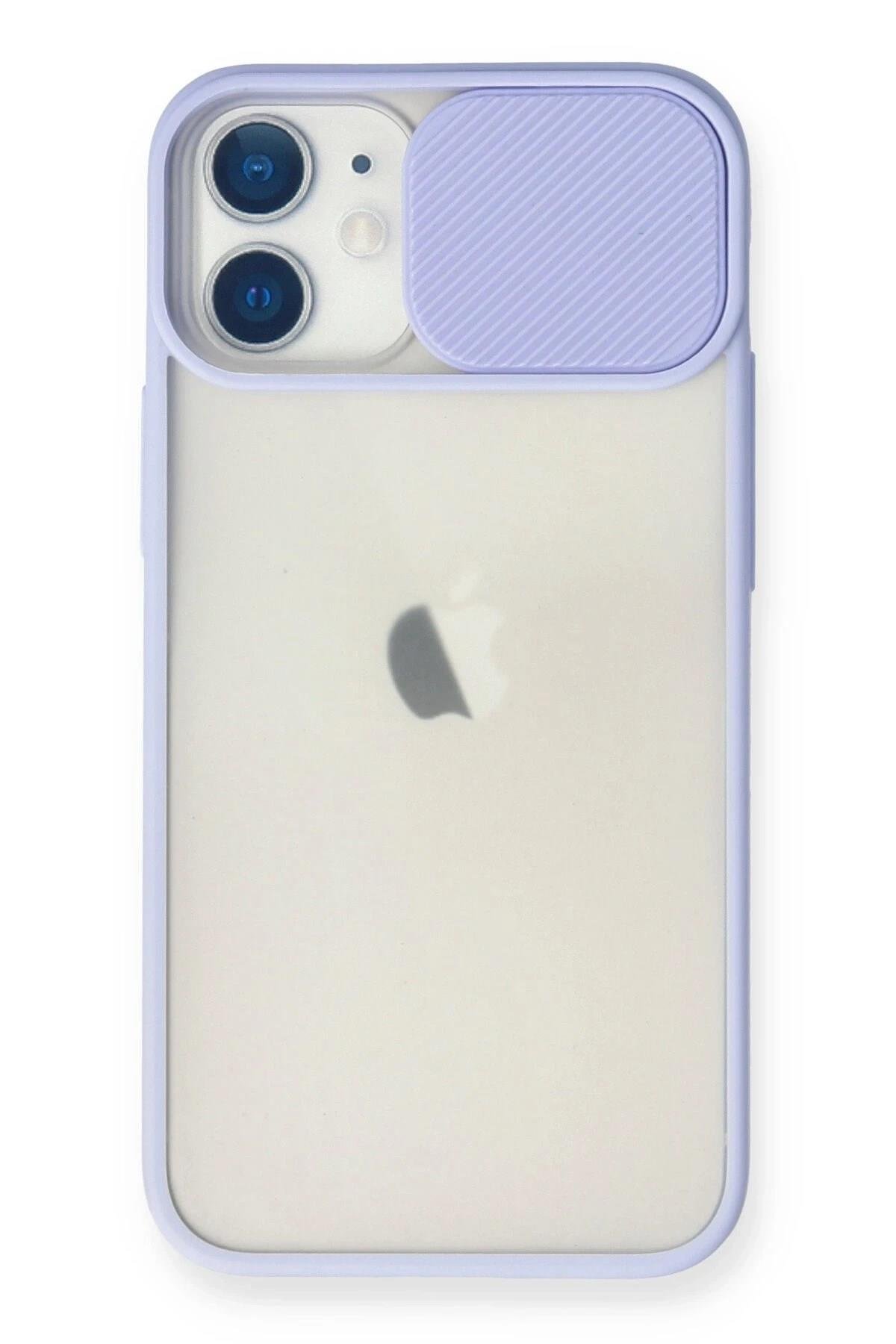 Mey İthalat®  iPhone 11 Kılıf Palm Buzlu Kamera Sürgülü Silikon - Lila