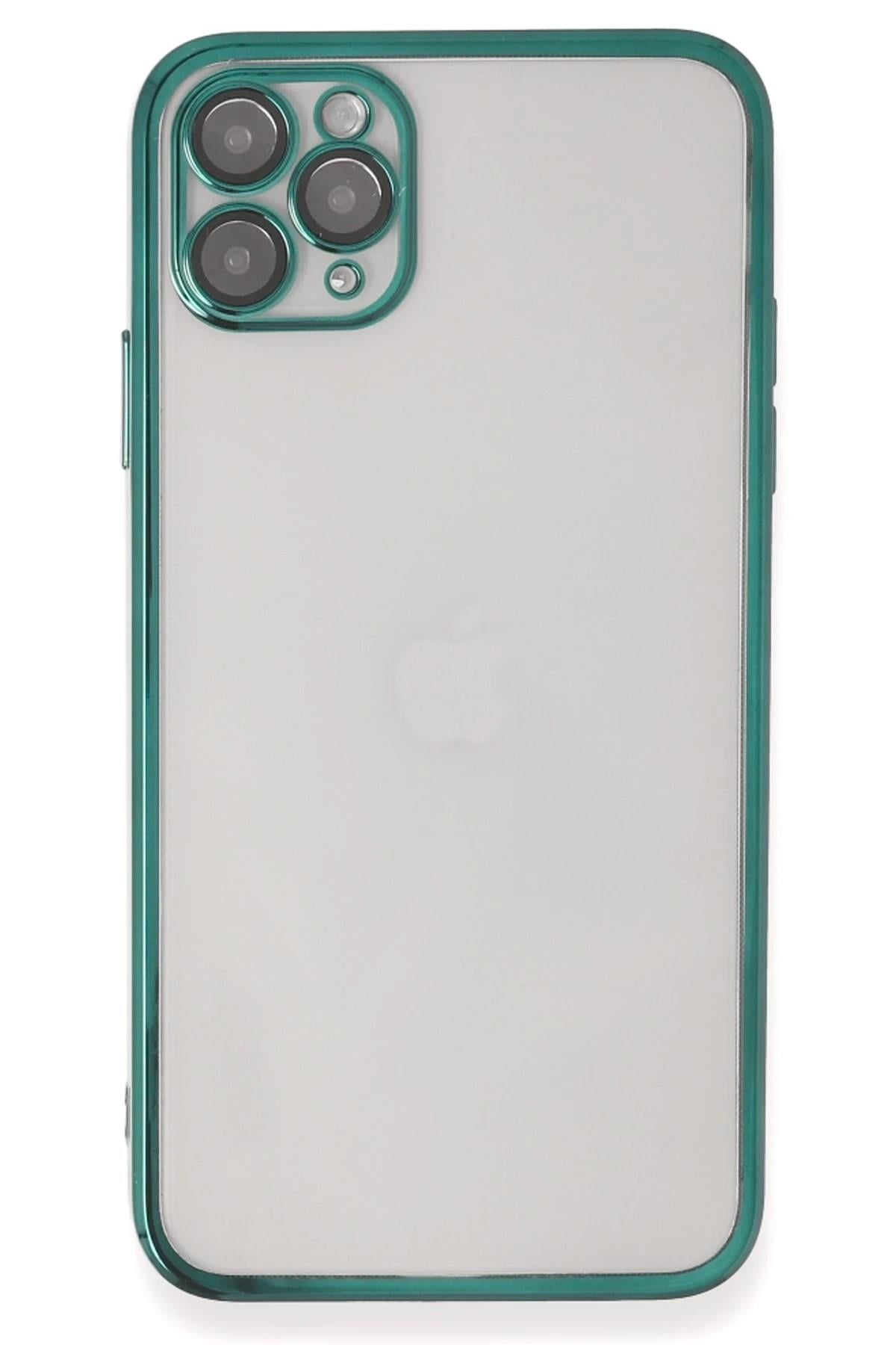 Mey İthalat®  iPhone 11 Pro Kılıf  Lensli Silikon - Yeşil