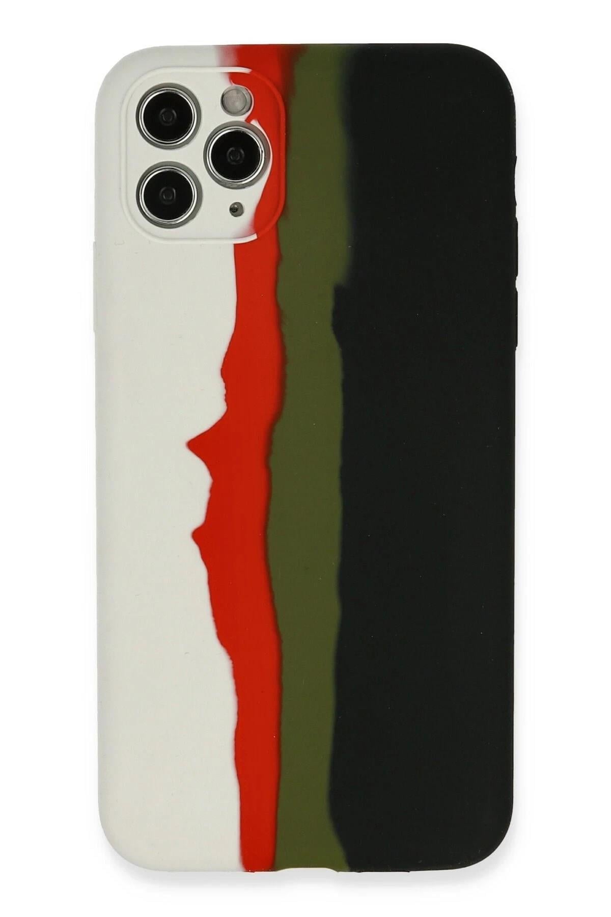 Mey İthalat®  iPhone 11 Pro Kılıf Ebruli Lansman Silikon - Beyaz-Siyah