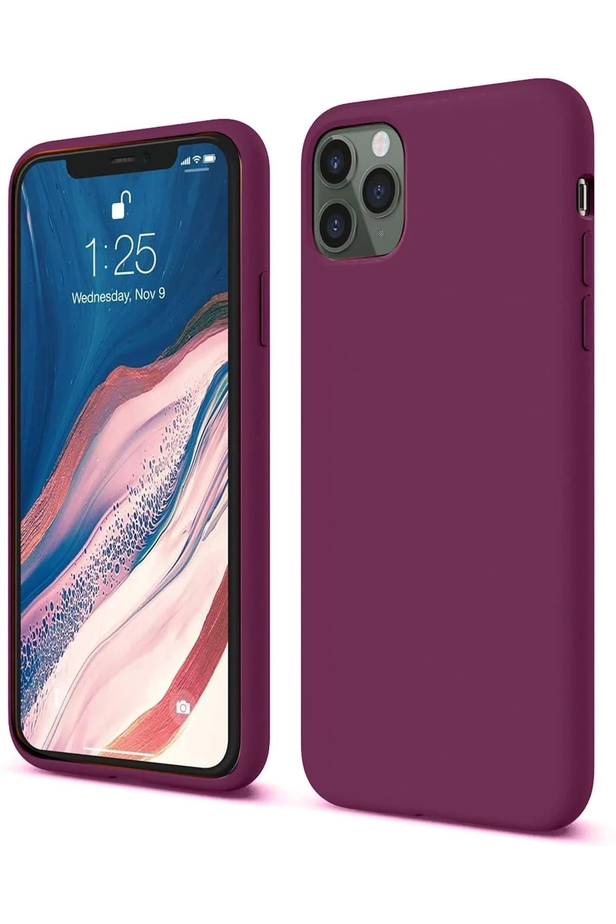 Mey İthalat®  iPhone 11 Pro Kılıf First Silikon - Mürdüm