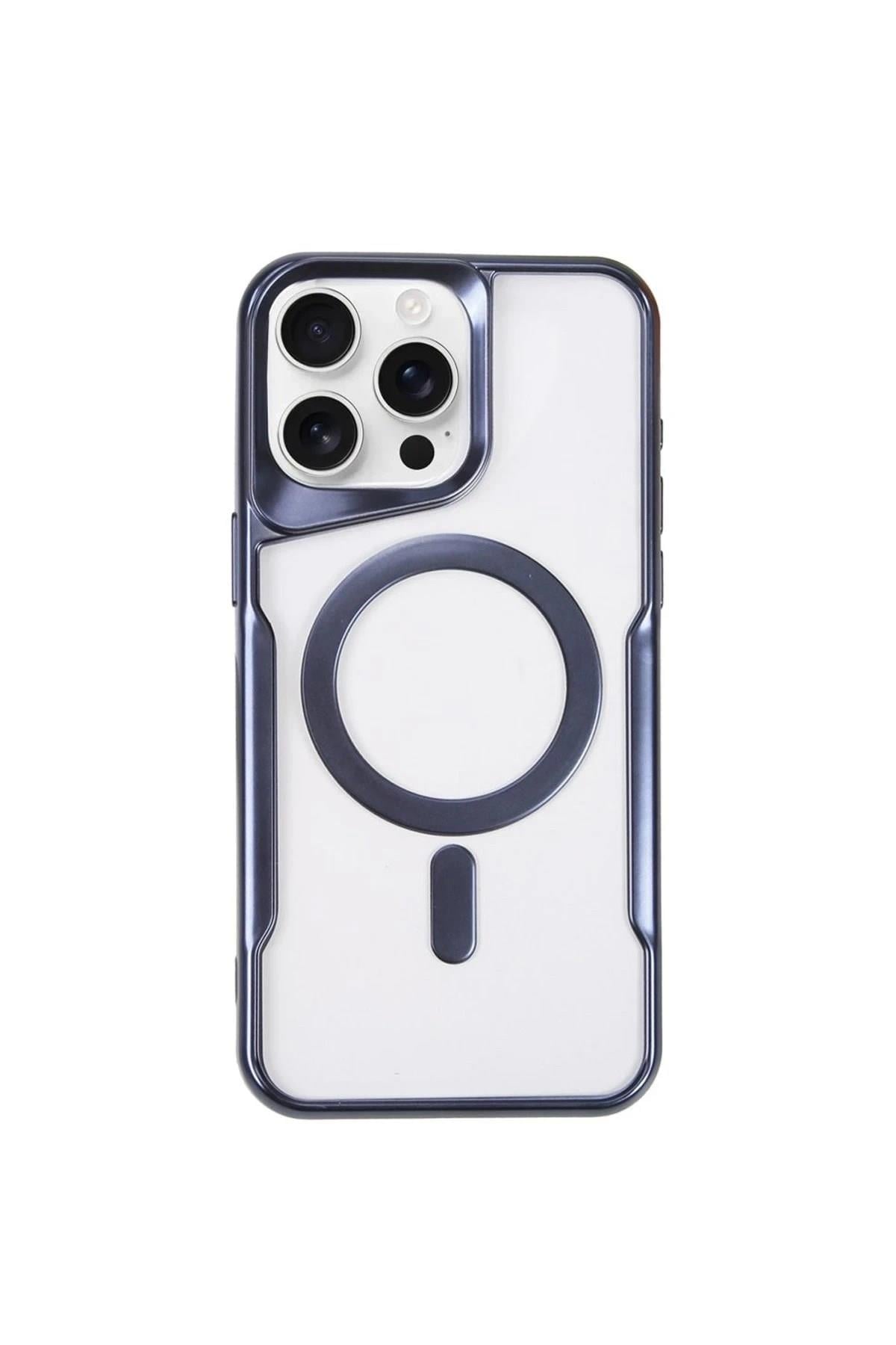 Mey İthalat®  iPhone 11 Pro Max Kılıf Boyi Magsafe Silikon Kapak - Lacivert