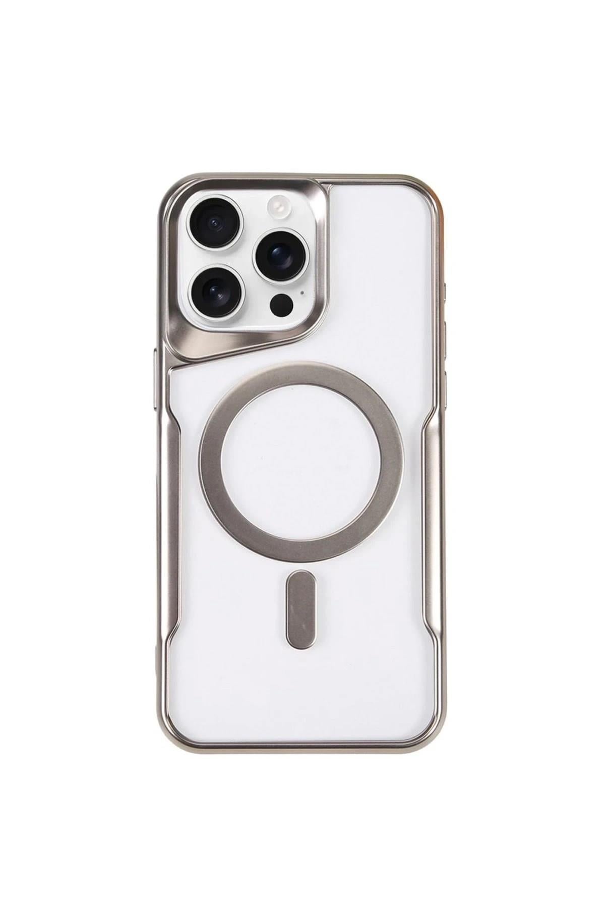 Mey İthalat®  iPhone 11 Pro Max Kılıf Boyi Magsafe Silikon Kapak - Gümüş