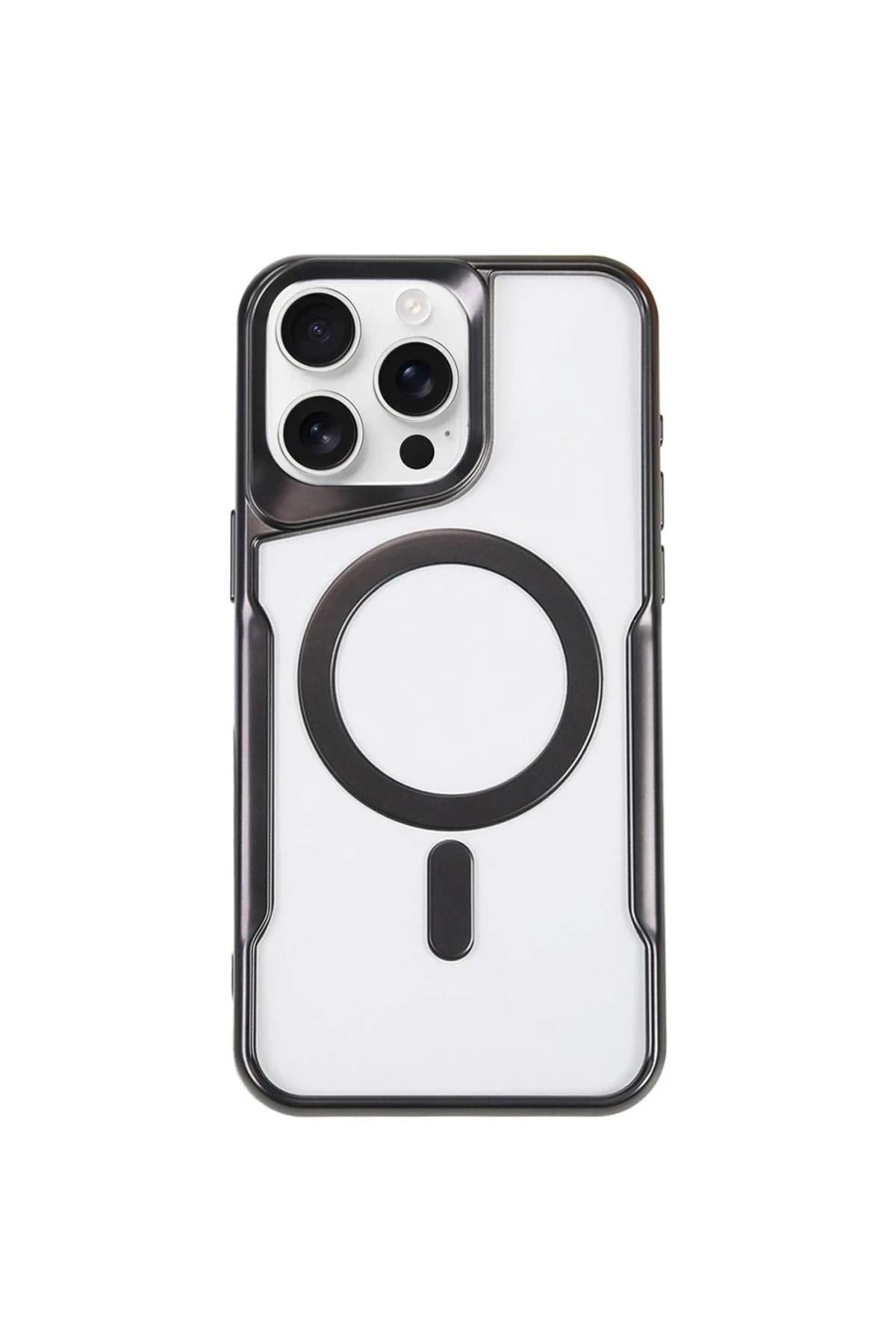 Mey İthalat®  iPhone 11 Pro Max Kılıf Boyi Magsafe Silikon Kapak - Siyah