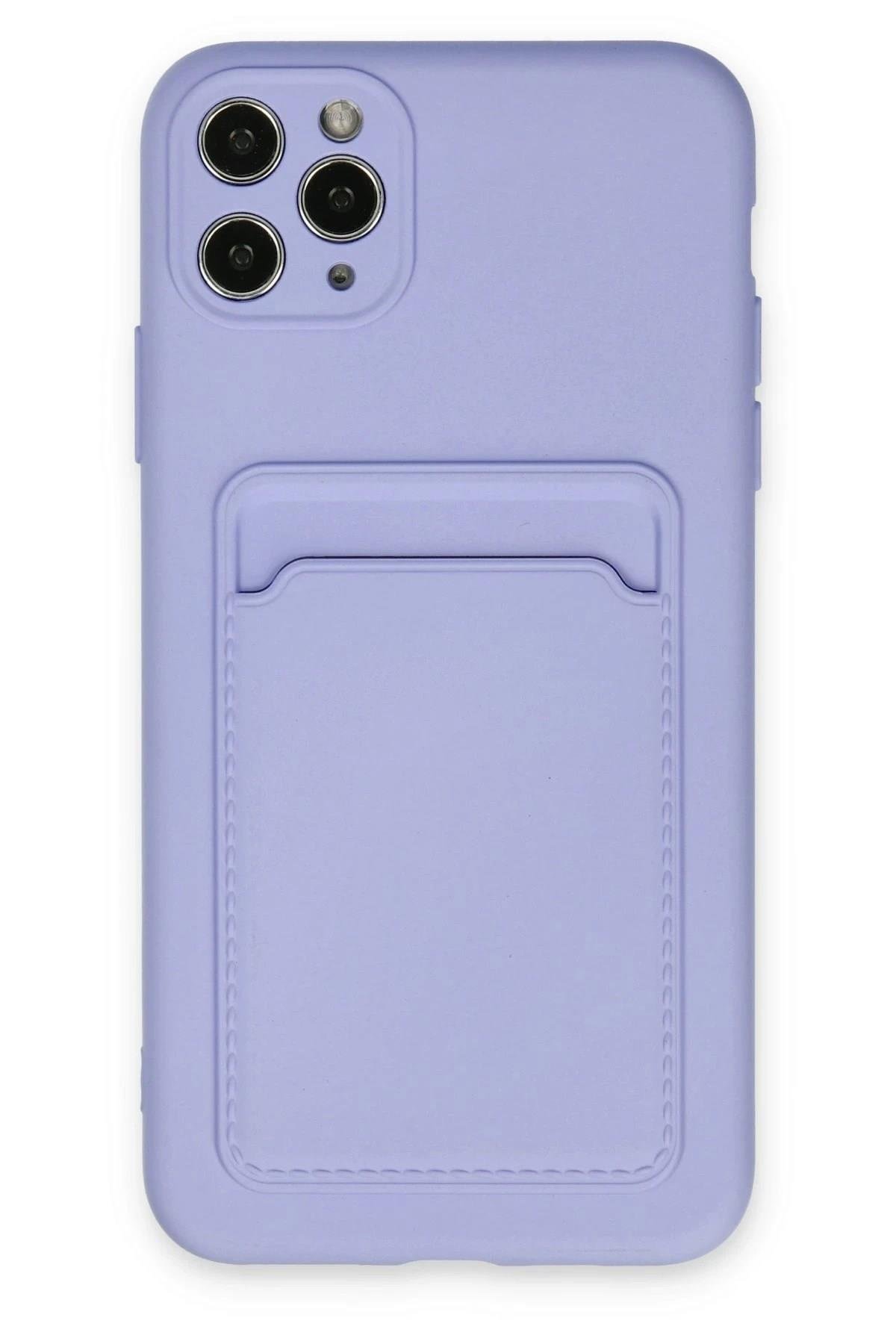 Mey İthalat®  iPhone 11 Pro Max Kılıf Kelvin Kartvizitli Silikon - Lila