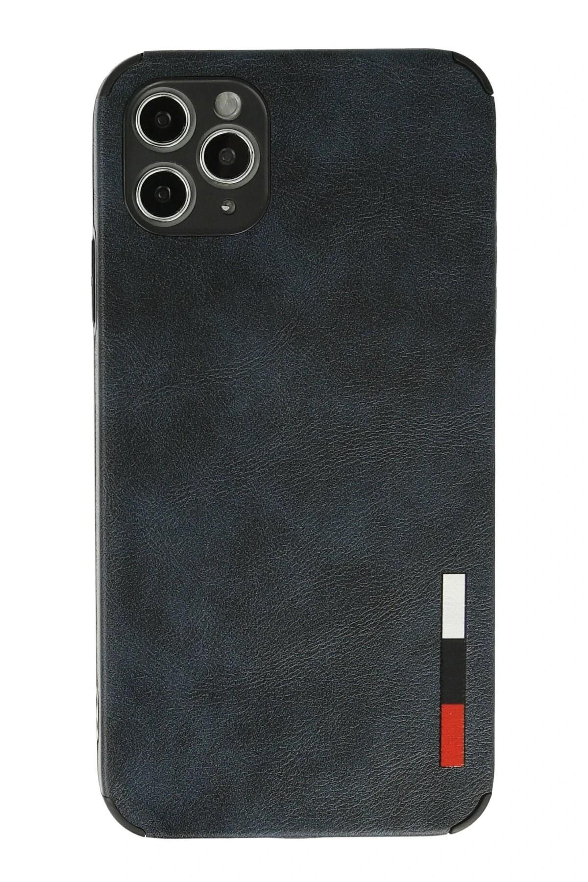 Mey İthalat®  iPhone 11 Pro Max Kılıf Loop Deri Silikon - Lacivert