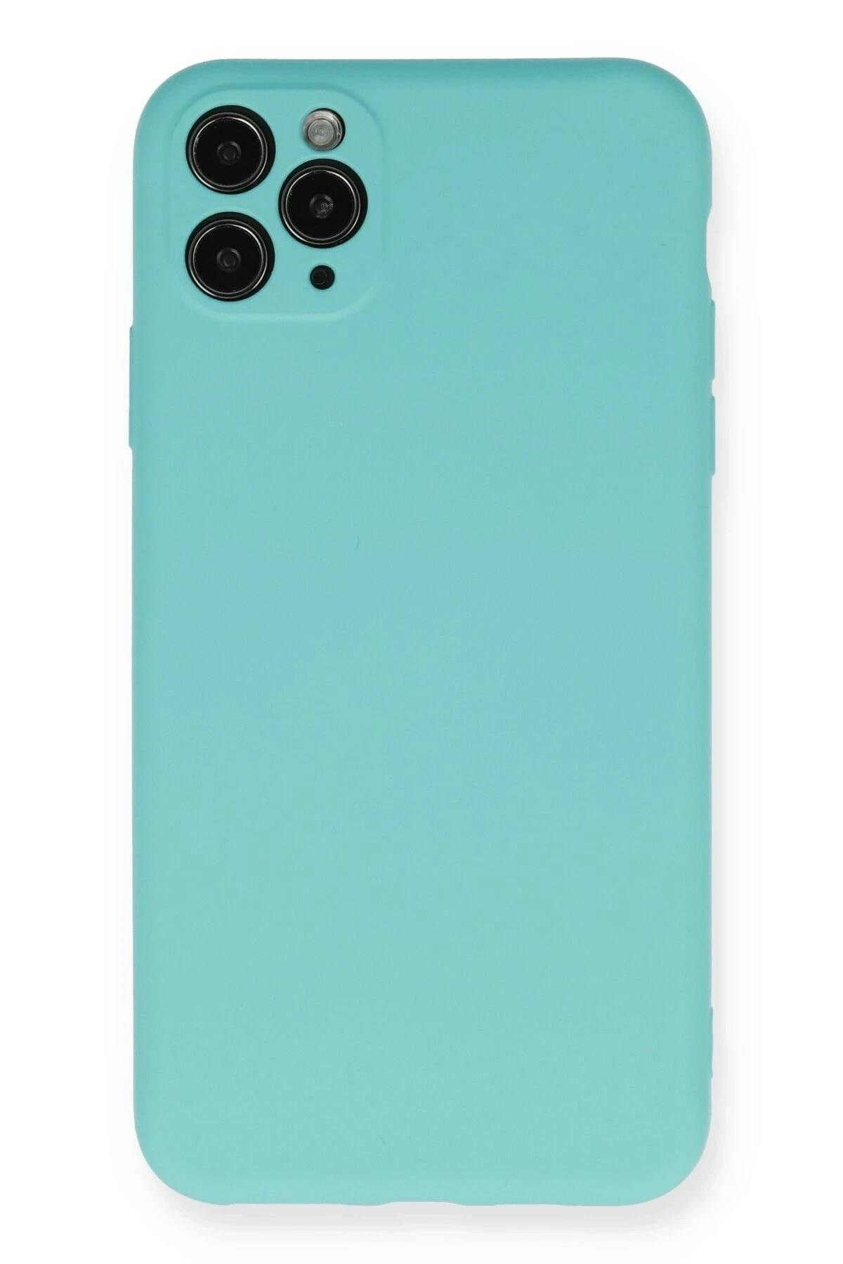 Mey İthalat®  iPhone 11 Pro Max Kılıf Nano içi Kadife Silikon - Turkuaz
