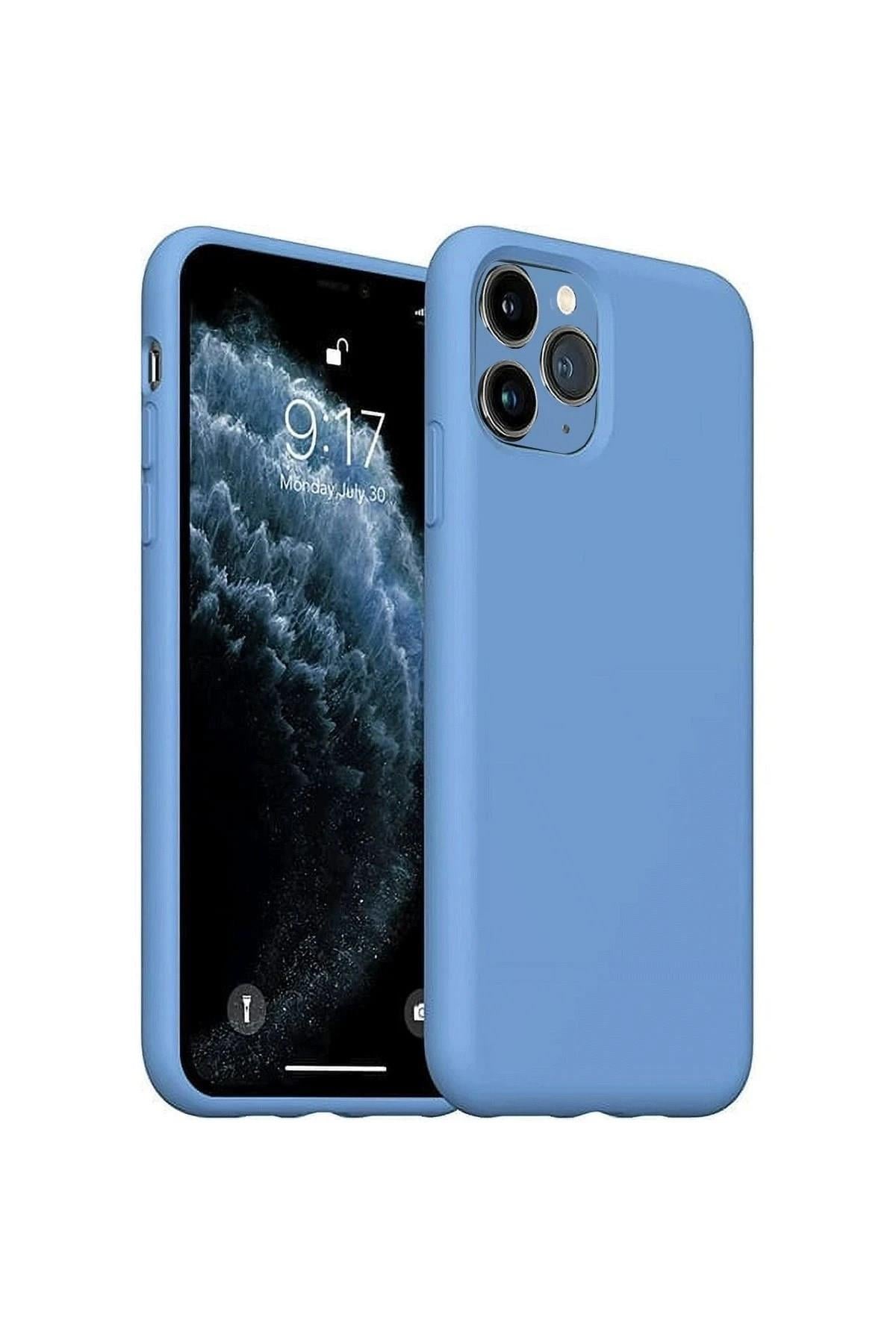 Mey İthalat®  iPhone 11 Pro Max Kılıf Nano içi Kadife Silikon - Mavi
