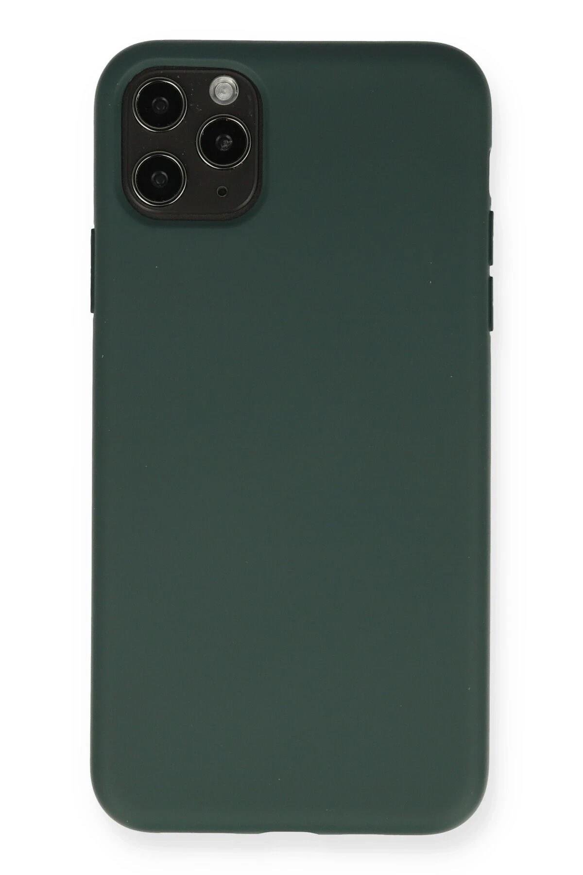 Mey İthalat®  iPhone 11 Pro Max Kılıf Nano içi Kadife Silikon - Koyu Yeşil