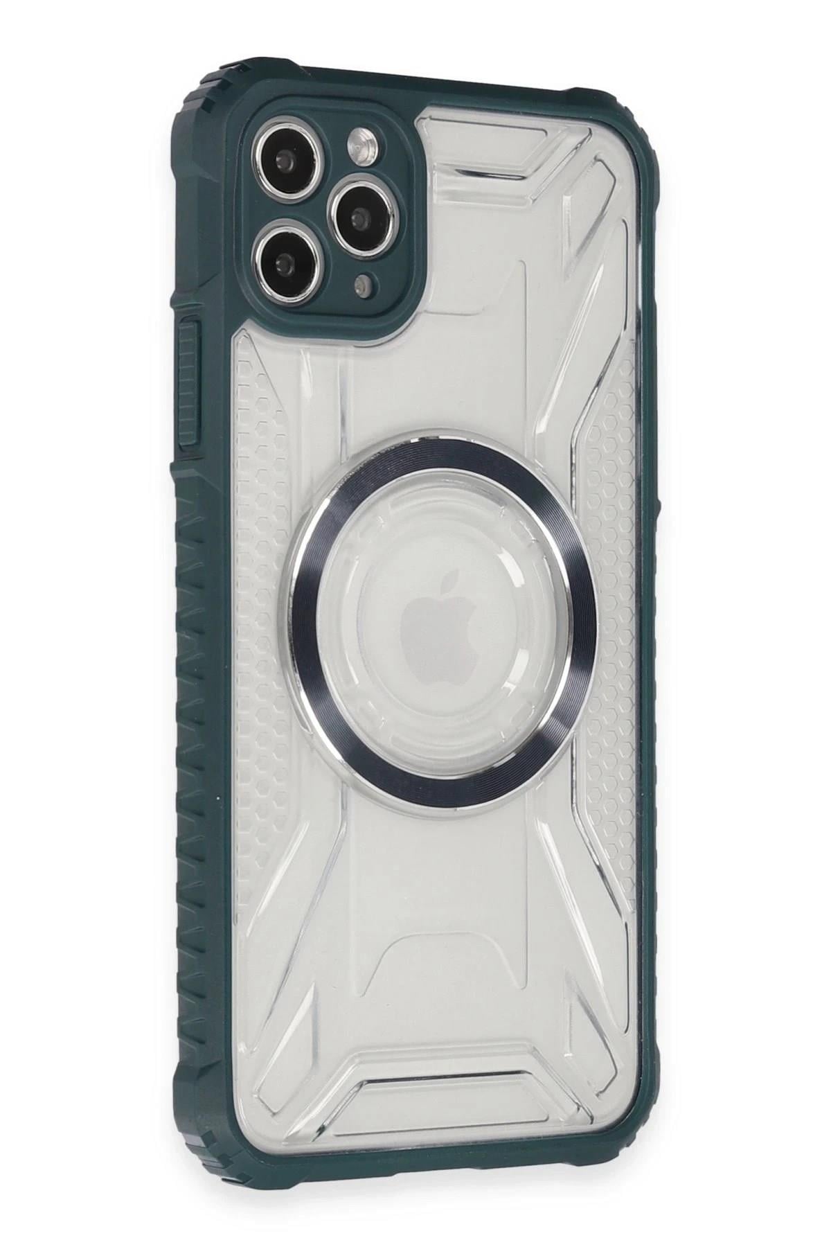 Mey İthalat®  iPhone 11 Pro Max Kılıf Prag Magneticsafe Kapak - Koyu Yeşil