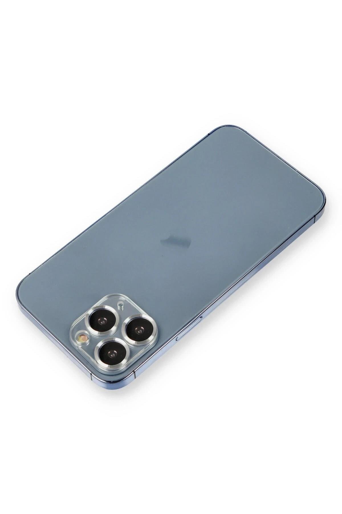 Mey İthalat®  iPhone 11 Pro Max Metal Kamera Lens Koruma Cam - Gümüş
