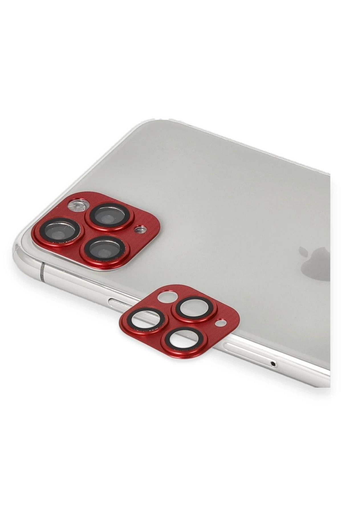 Mey İthalat®  iPhone 11 Pro Max Pers Alüminyum Kamera Lens - Kırmızı