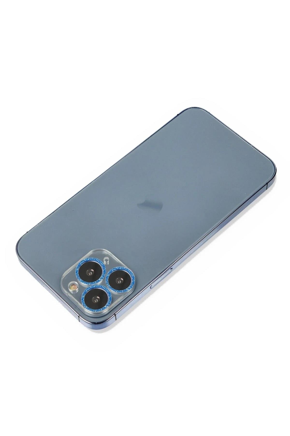 Mey İthalat®  iPhone 11 Pro Max Shine Kamera Lens Koruma Cam - Mavi
