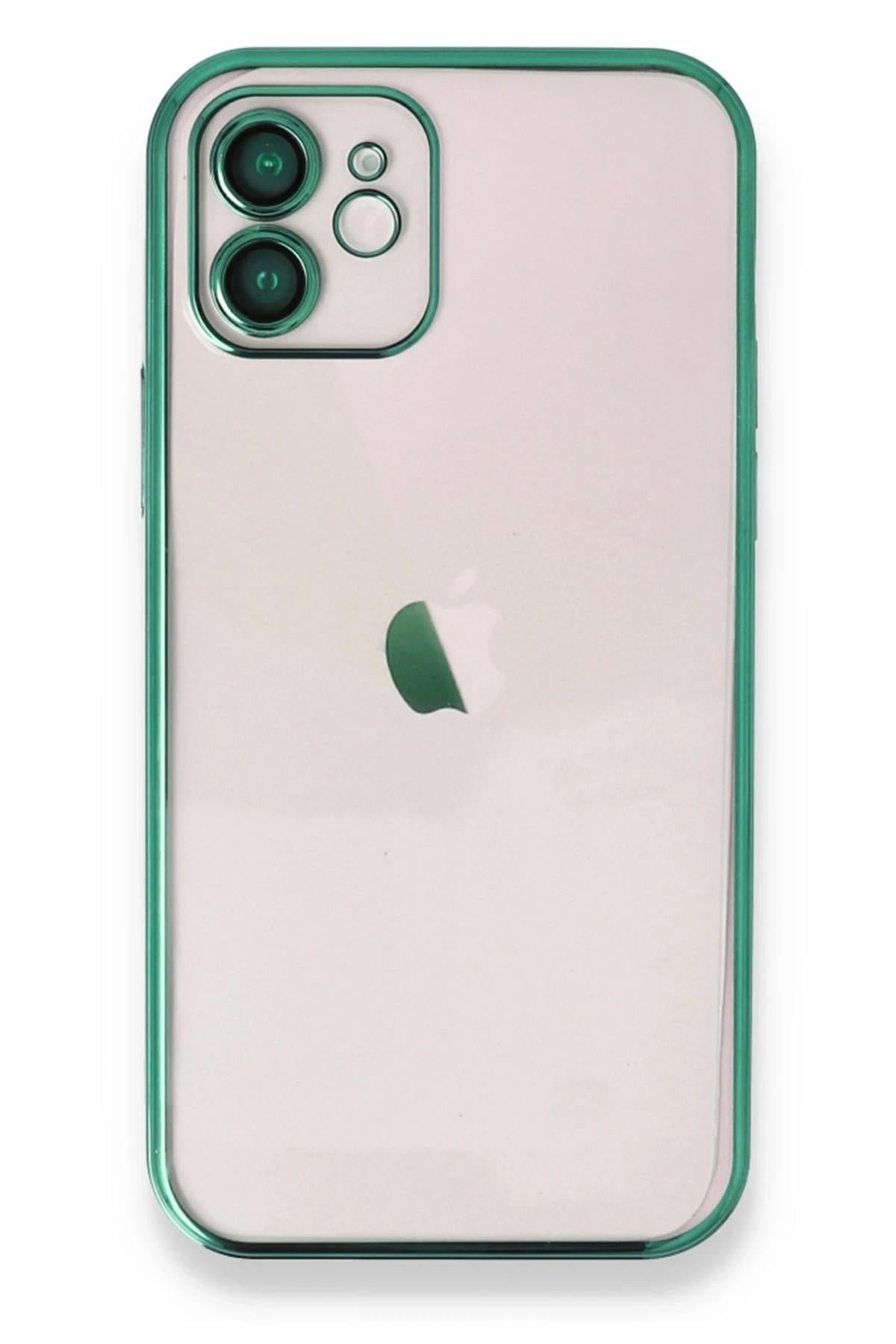 Mey İthalat®  iPhone 12 Kılıf  Lensli Silikon - Yeşil