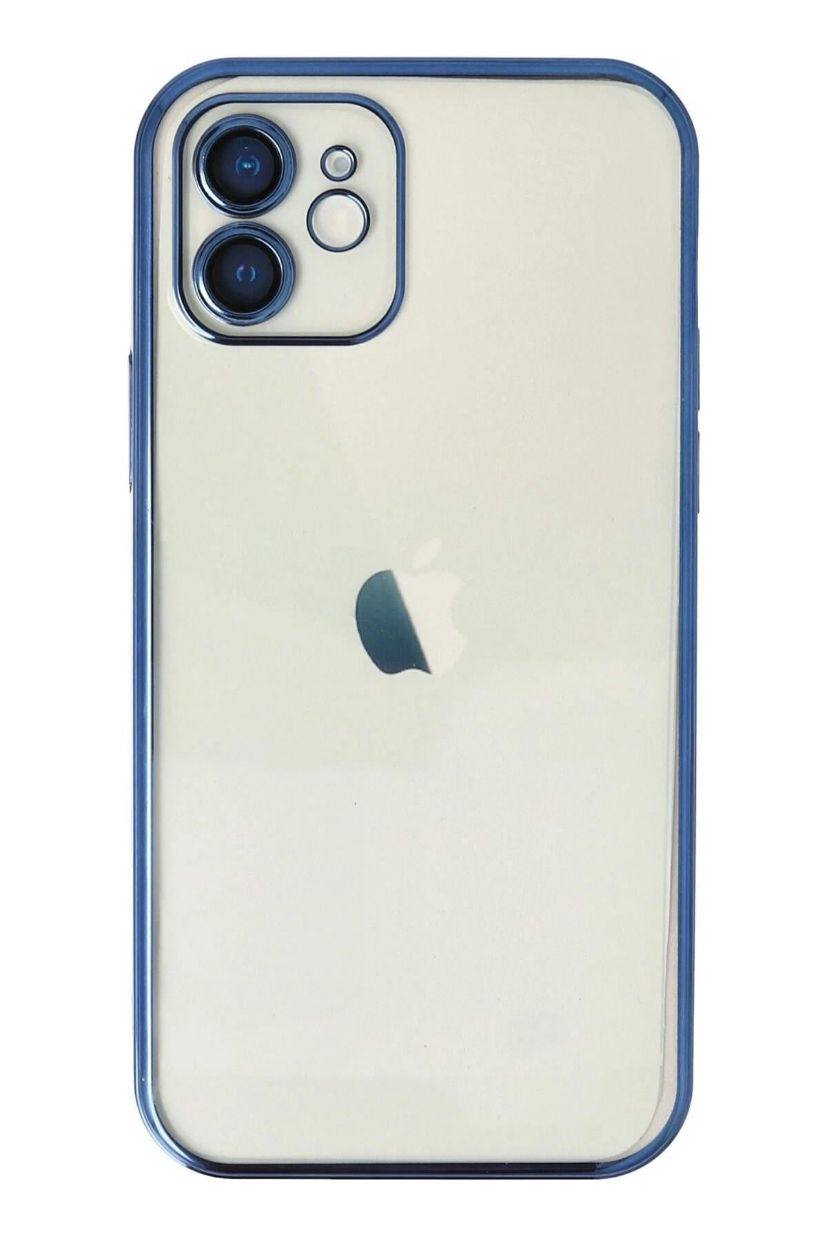 Mey İthalat®  iPhone 12 Kılıf  Lensli Silikon - Lacivert