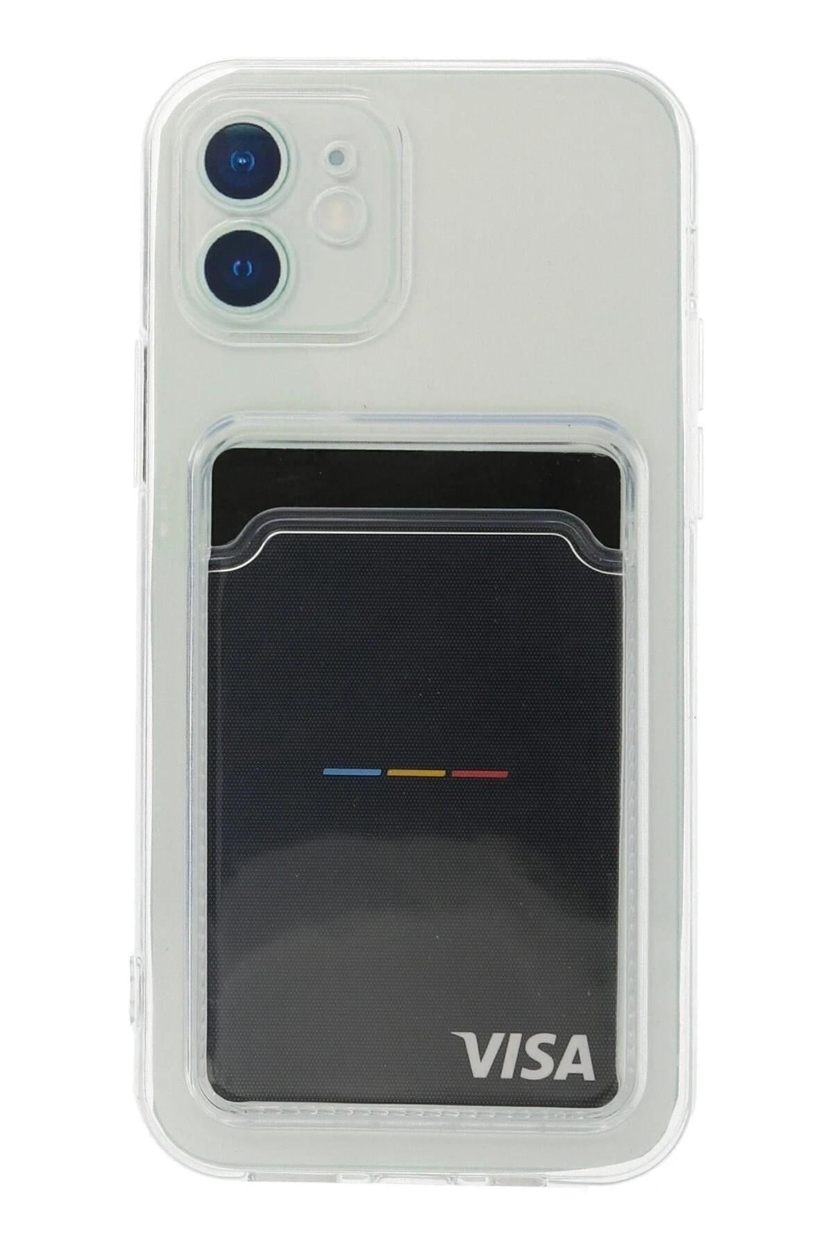 Mey İthalat®  iPhone 12 Kılıf Kart Şeffaf Silikon - Şeffaf